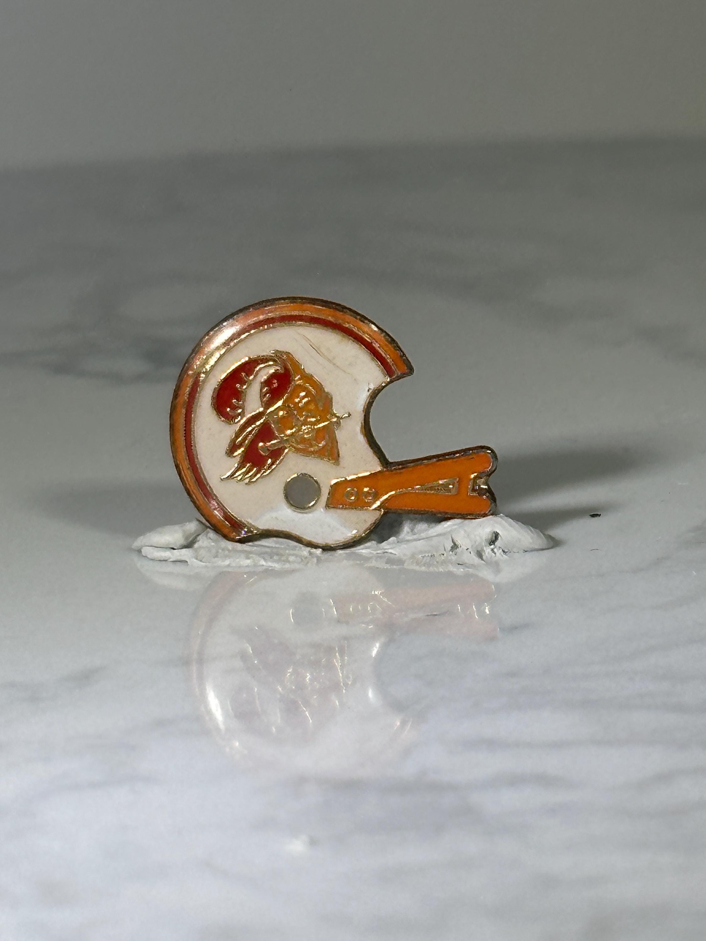 Tampa Bay Buccaneers Helmet Pin: White & Orange Enamel - Vintage Sports Accessory