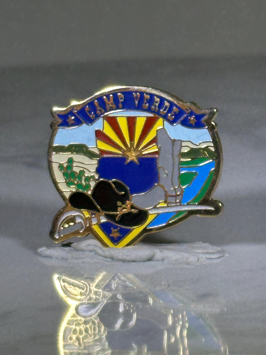 Camp Verde Arizona Pin: Enamel Goldtone - Western Souvenir Accessory