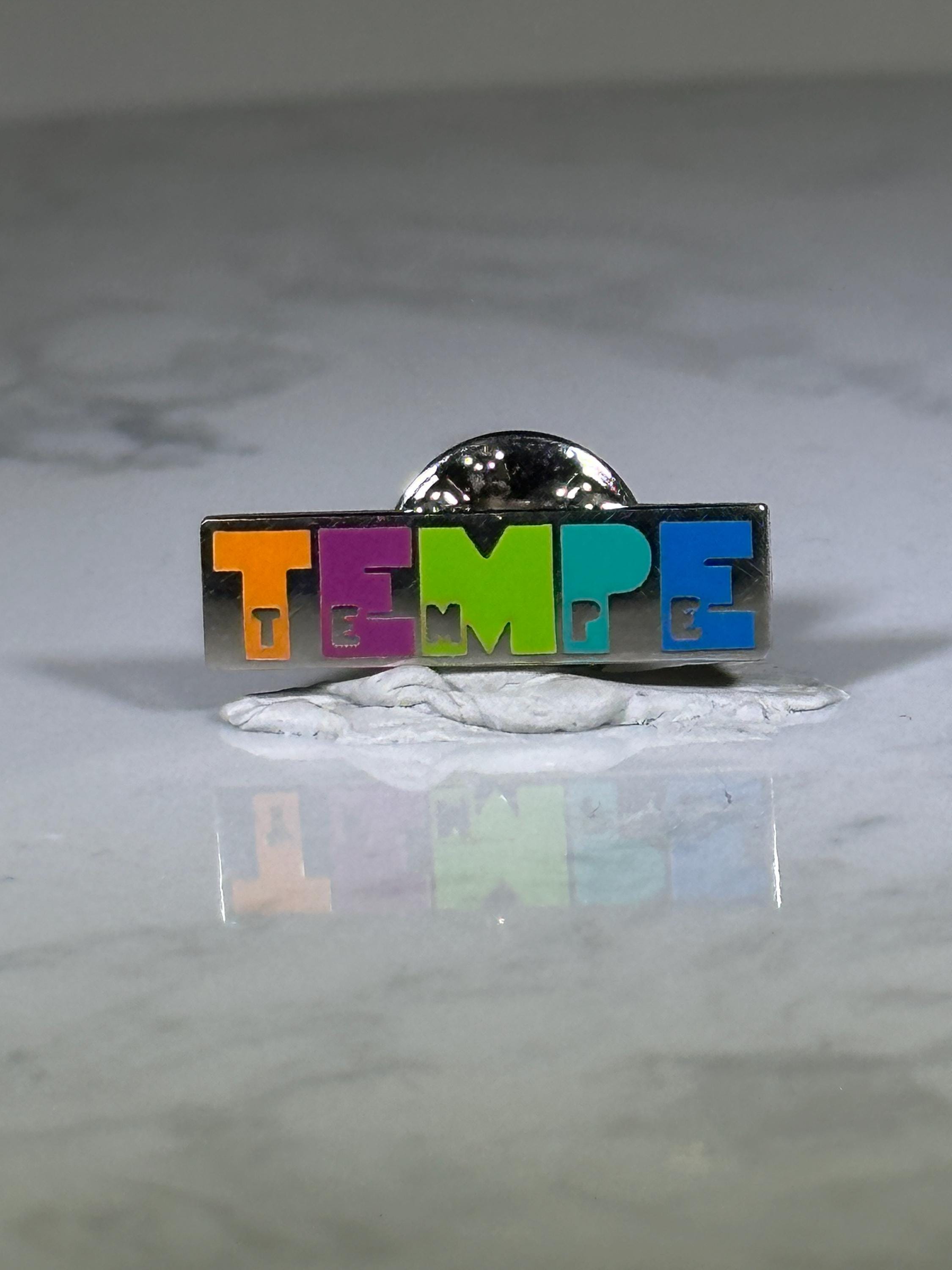 Tempe Souvenir Pin: Rainbow Color Block Enamel - Retro Travel Accessory