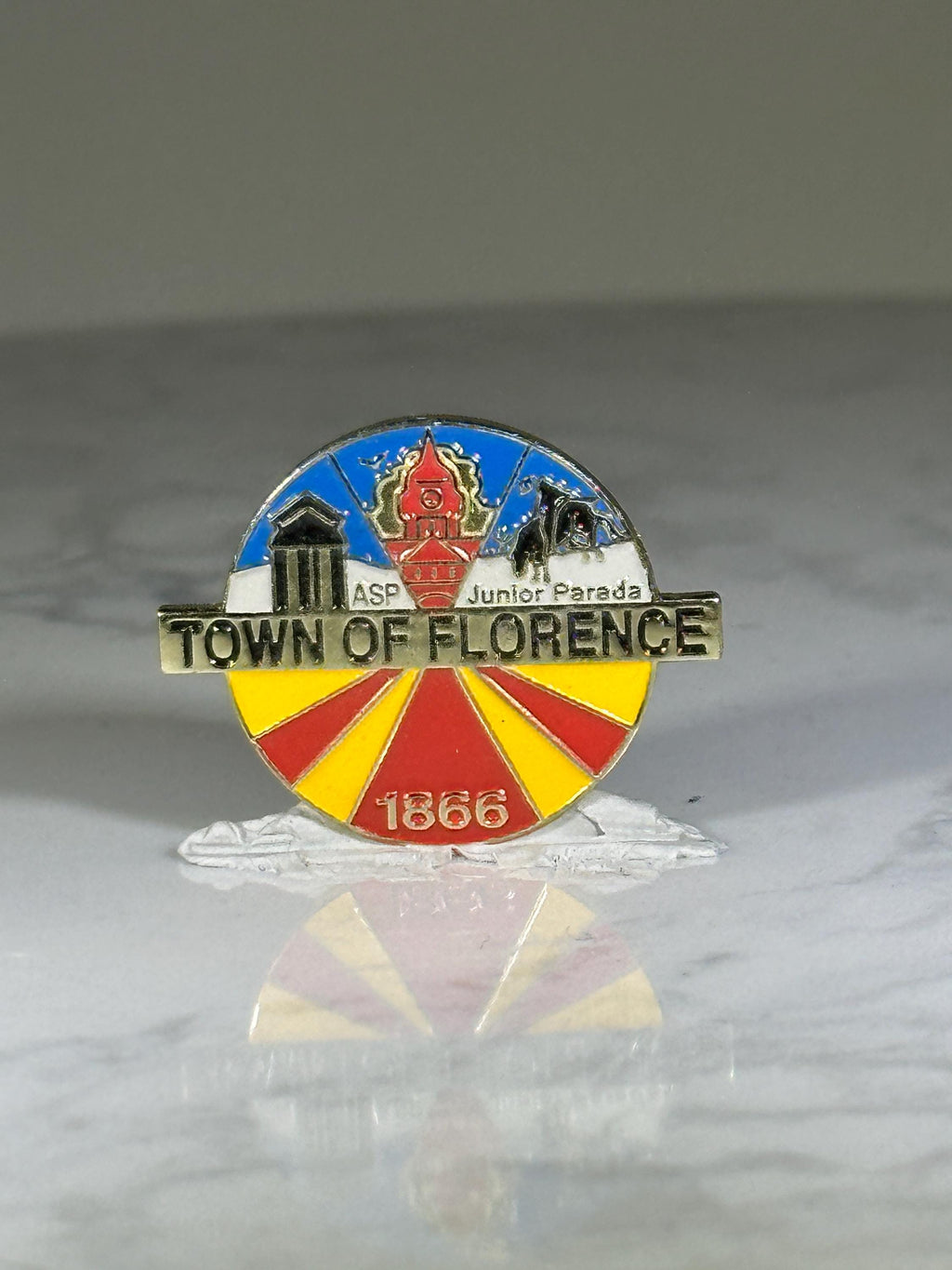 Town of Florence Pin: Enamel Red Yellow Blue - Arizona Heritage Accessory