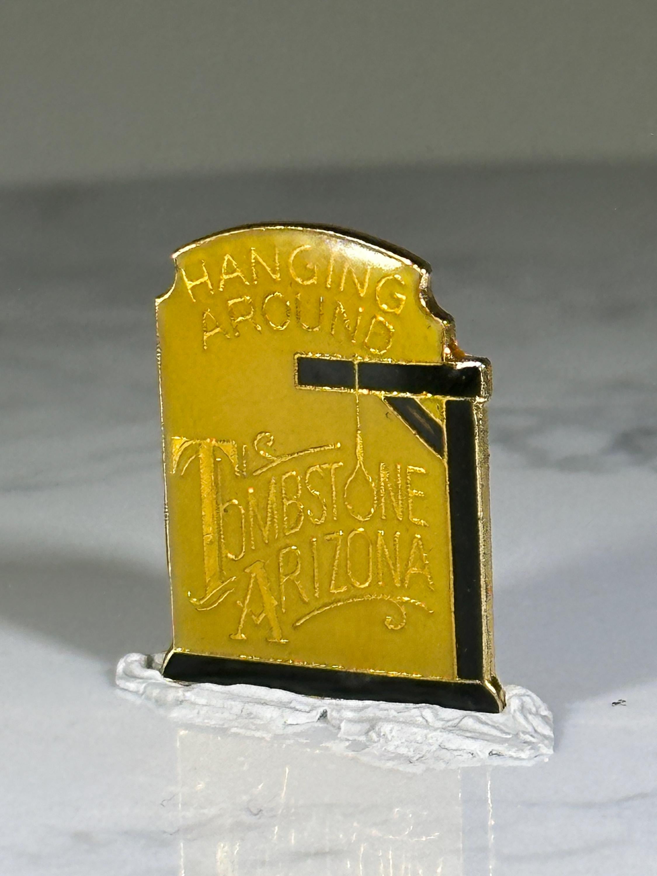 Tombstone Arizona Souvenir Pin: Gold Enamel - Western Travel Accessory