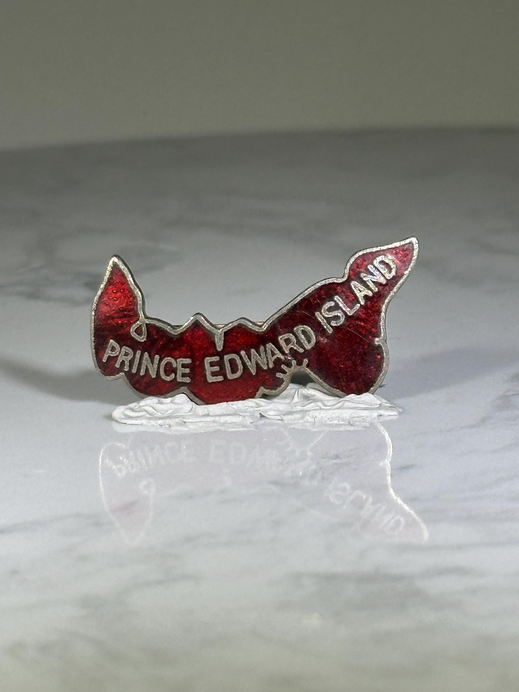 Prince Edward Island Pin: Red Enamel Map - Vintage Travel Souvenir Accessory