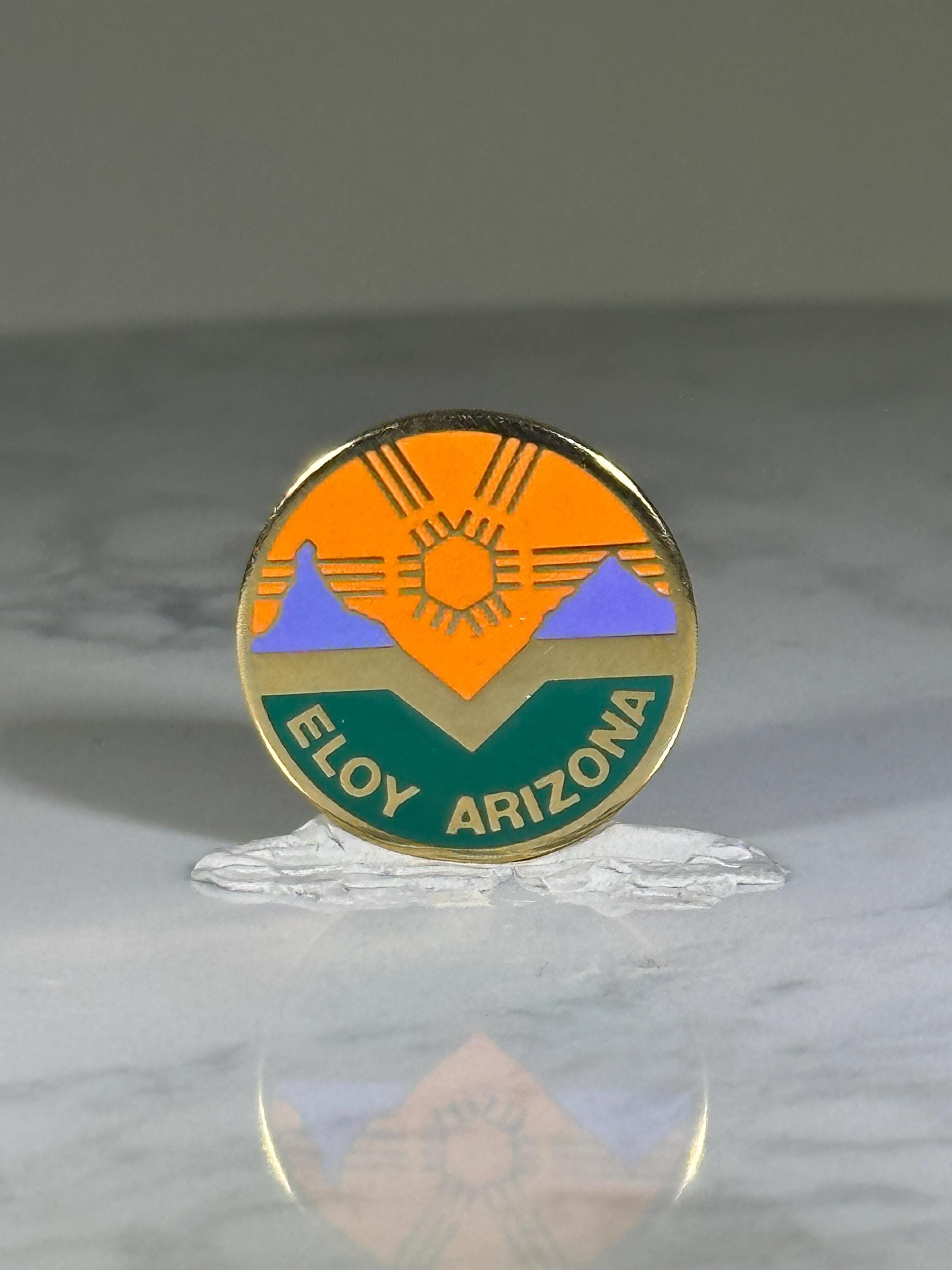 Eloy Arizona Souvenir Pin: Bold Enamel Colors - Vintage Travel Accessory