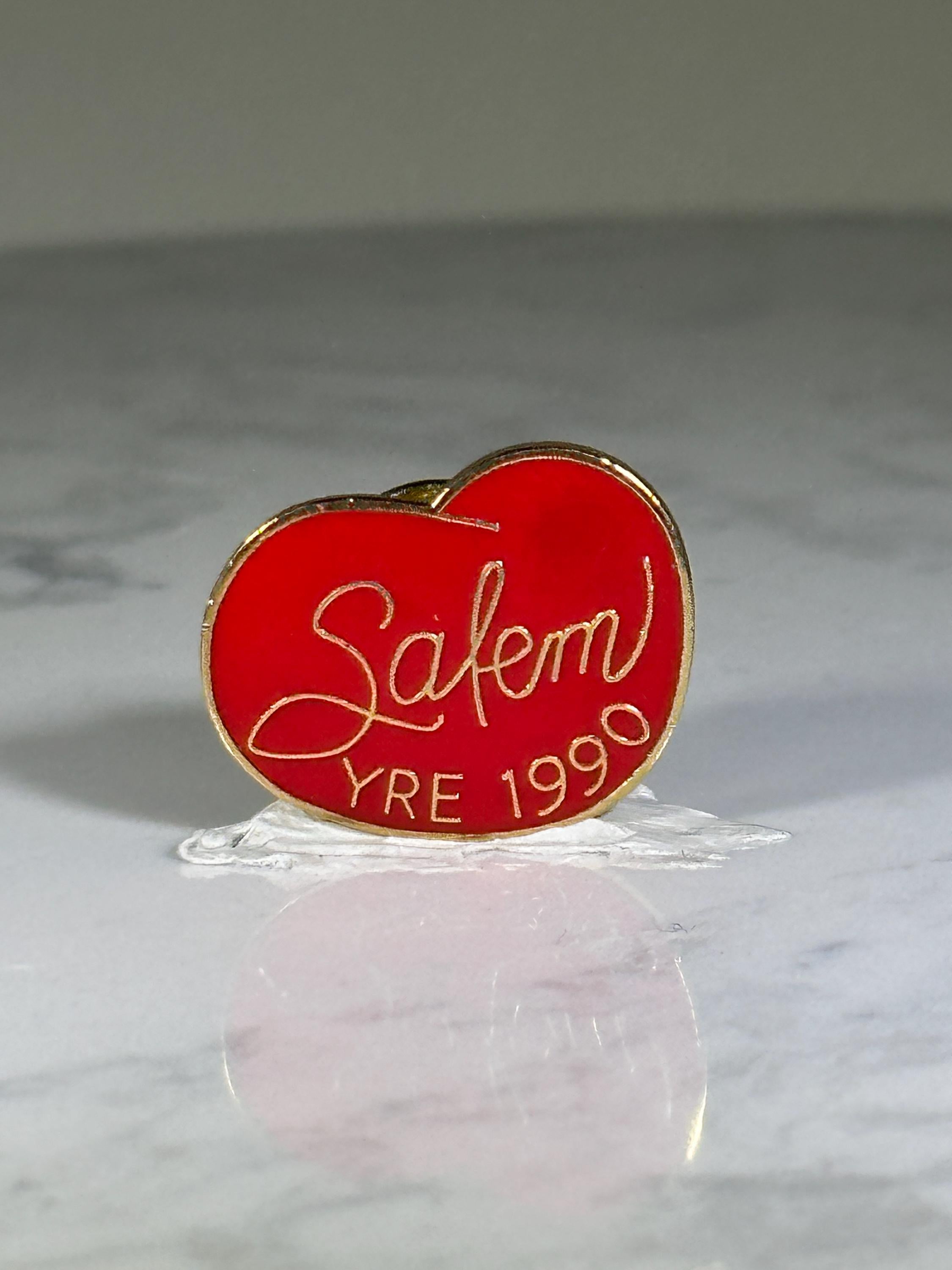 Salem YRE 1990 Pin: Red Enamel Gold Trim - Retro Souvenir Accessory