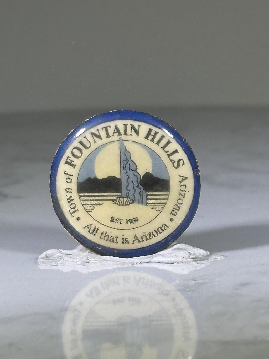 Fountain Hills Arizona Pin: Blue Rim Enamel - Vintage Souvenir Accessory