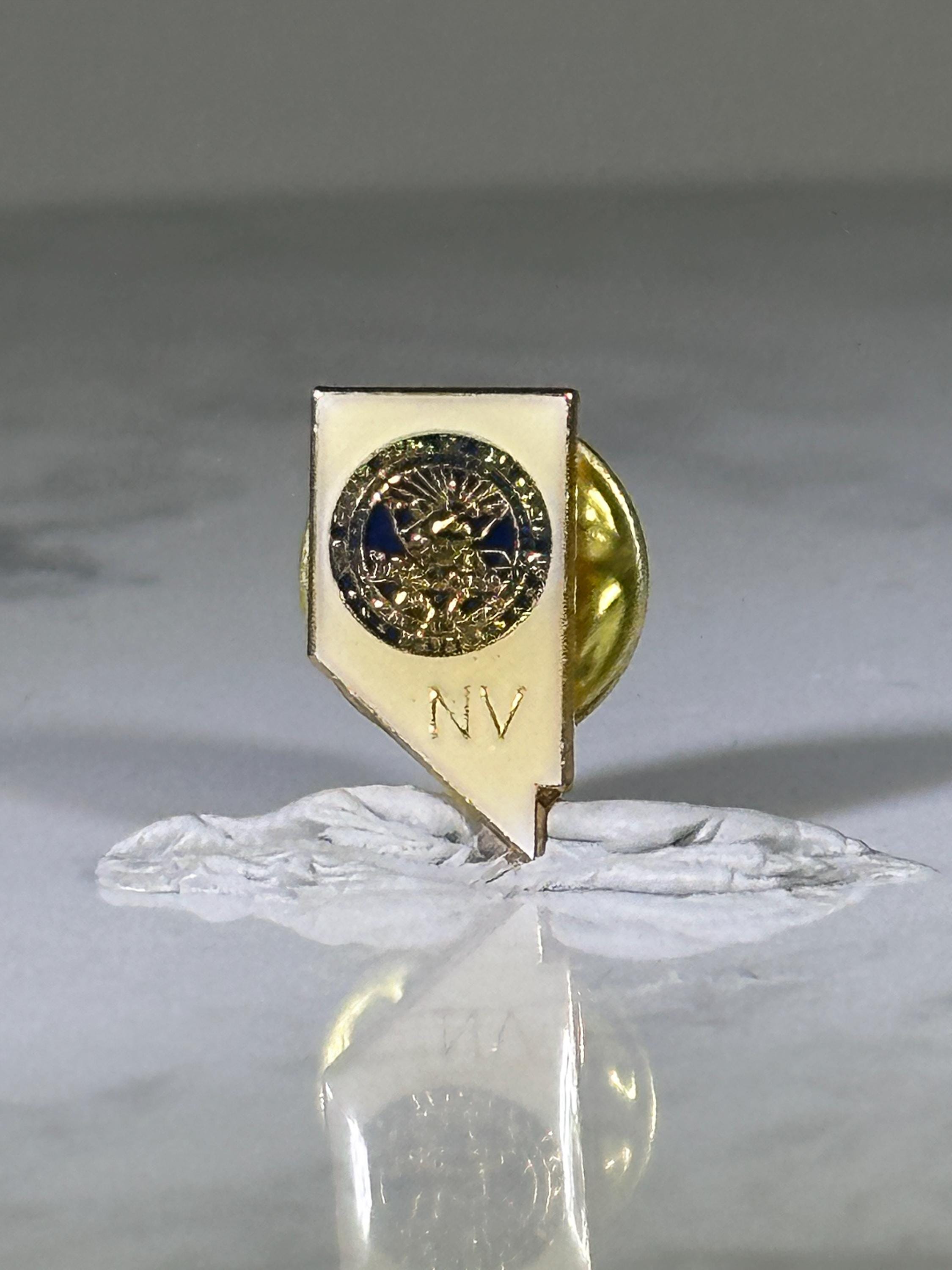 Nevada State Seal Pin: Gold Tone Enamel - Vintage Travel Accessory