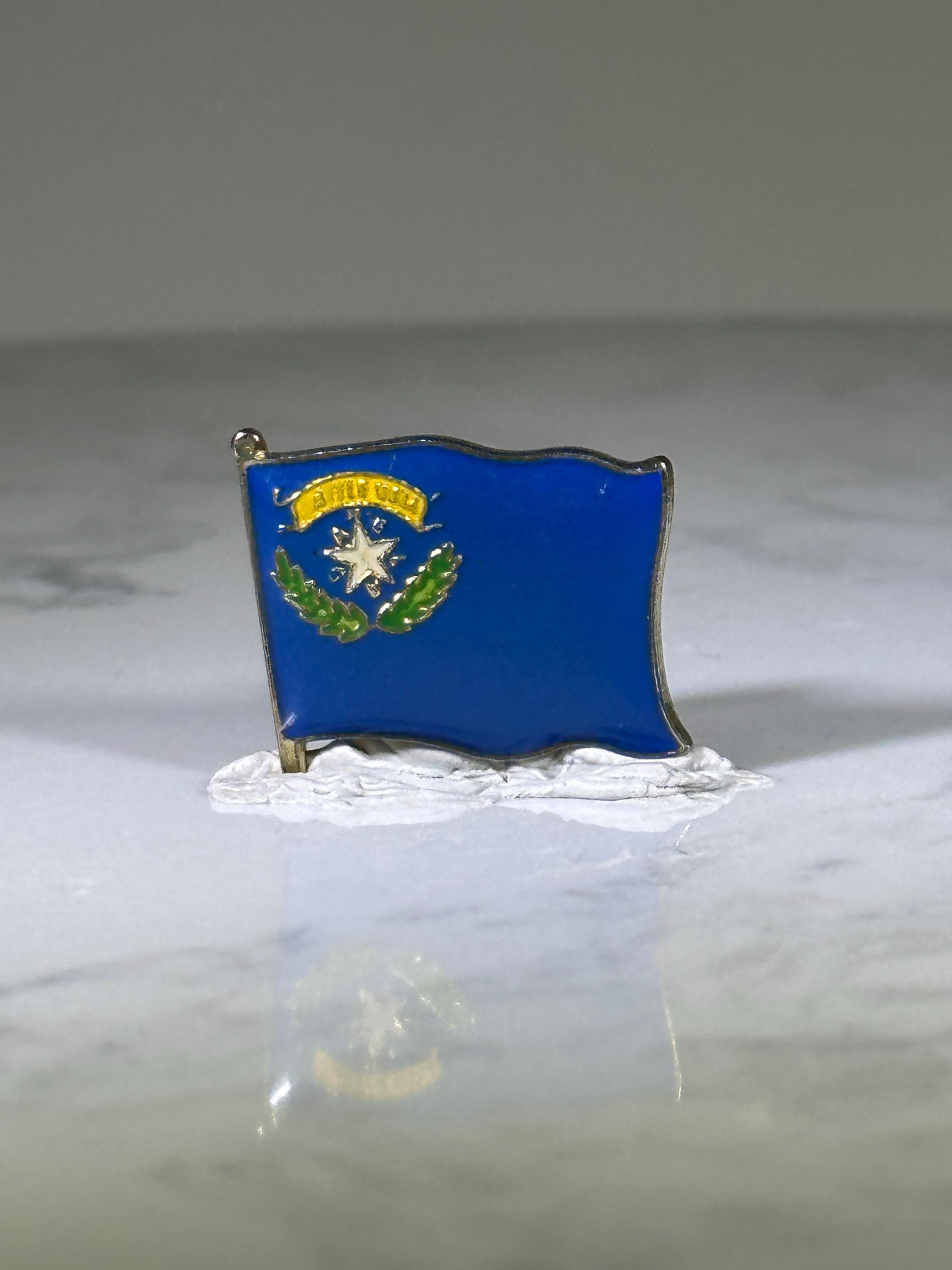 Nevada State Flag Pin: Blue Enamel - Vintage Travel Accessory