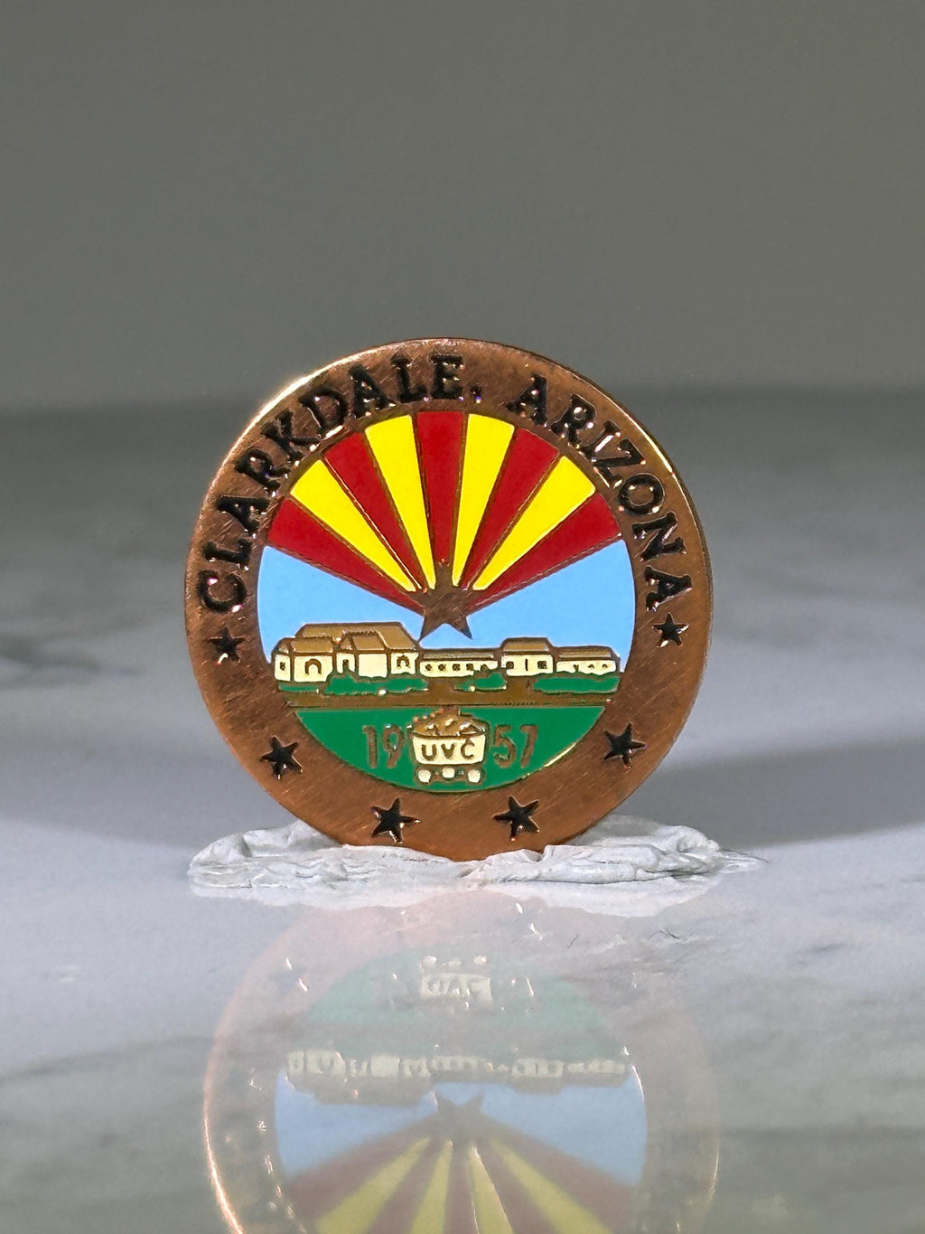 Clarkdale Arizona Souvenir Pin: Enamel Bronze Finish - Vintage Travel Accessory