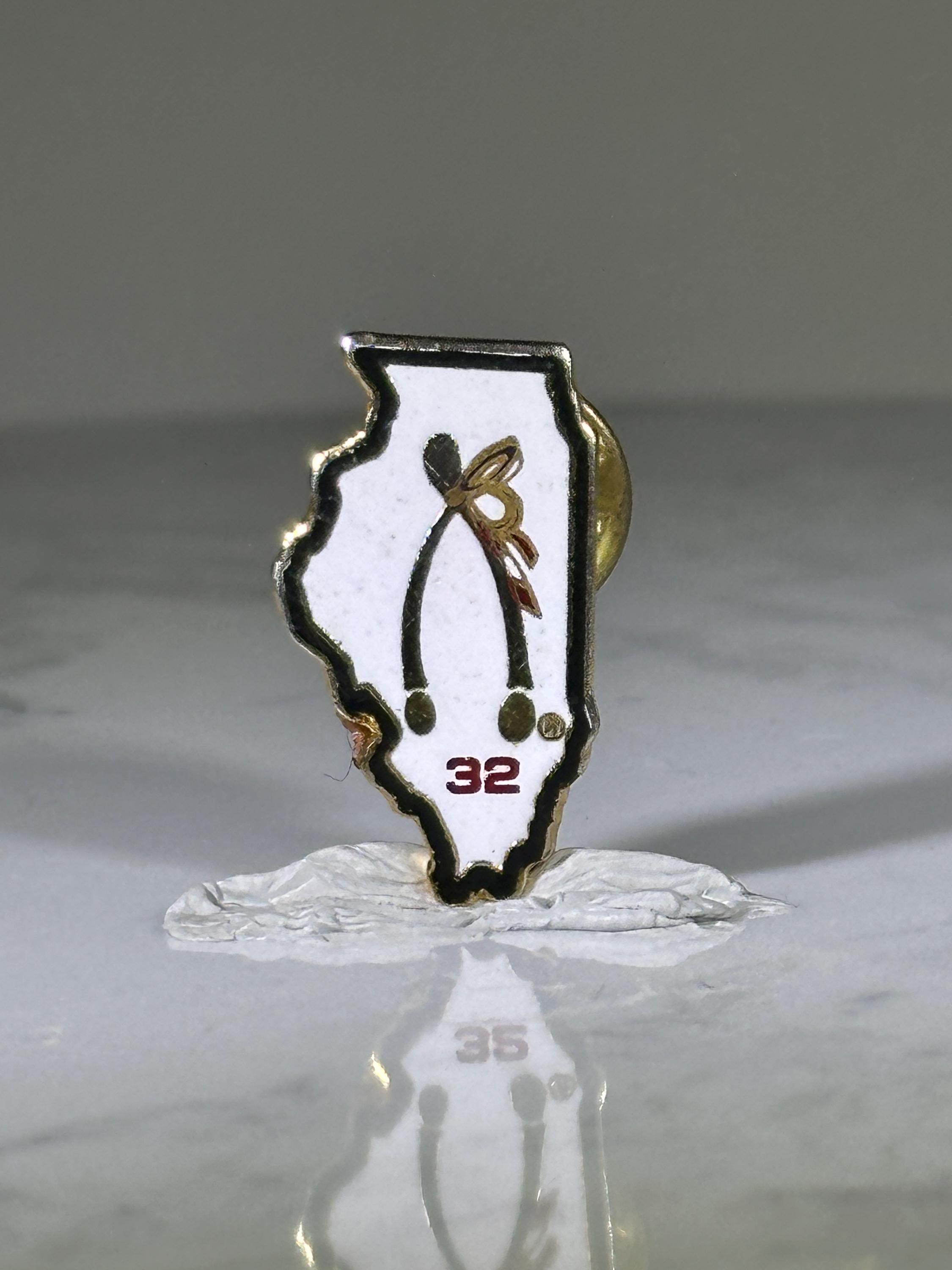 Illinois State State Pin: White Enamel & Gold Tone - Vintage Collectible Accessory