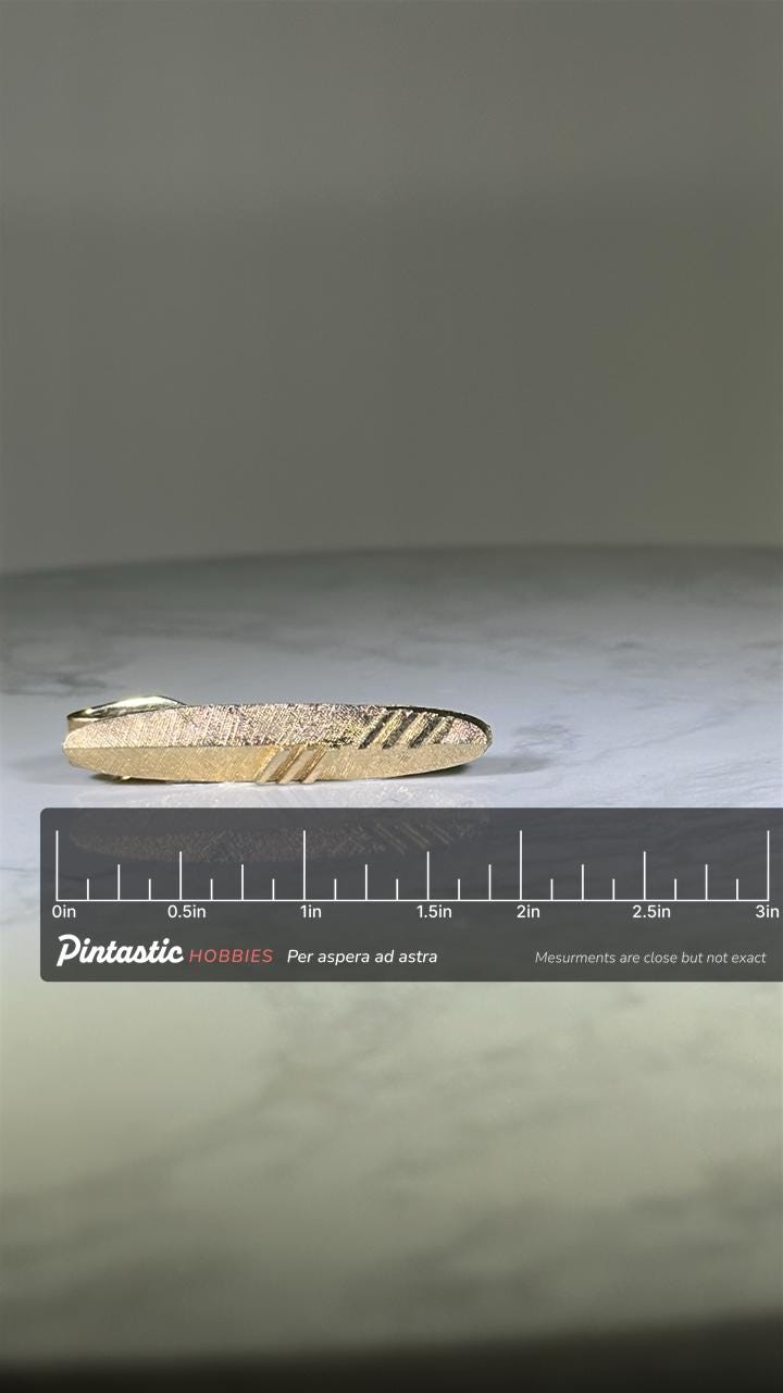 Textured Gold Tone Tie Clip: Classic Diagonal Etch - Vintage Accessory with ruler overlay for size reference