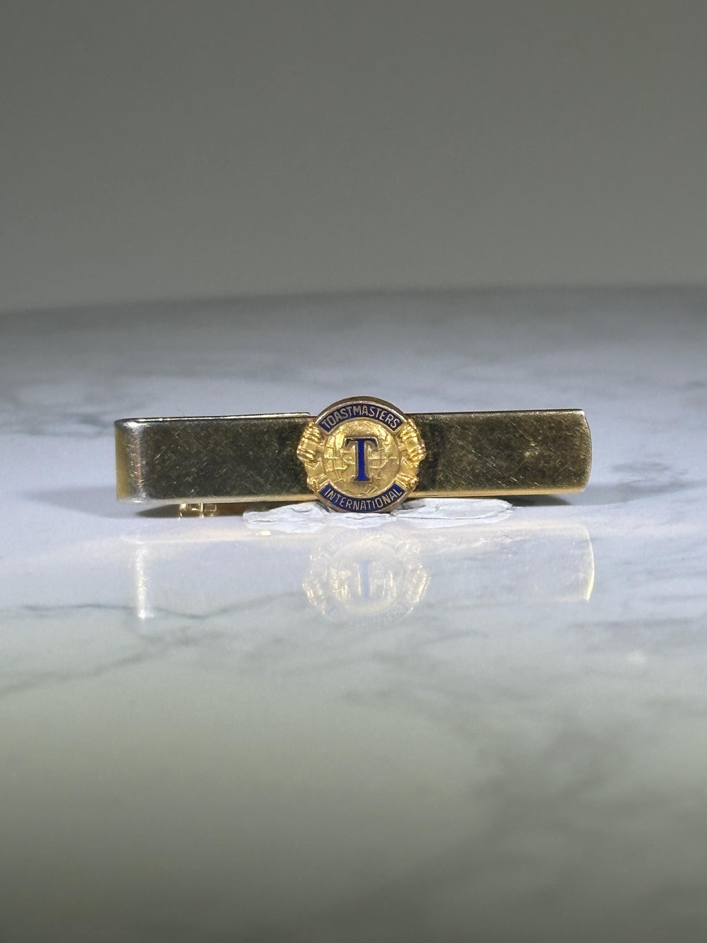Toastmasters Tie Clip: Gold Tone Enamel - Vintage Career Accessory