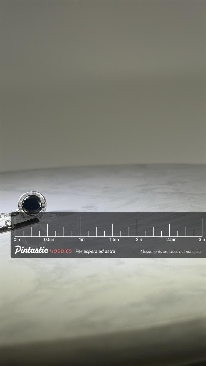 Black Onyx Tie Tack: Silver Tone Finish - Mid-Century Accessory with ruler overlay for size reference