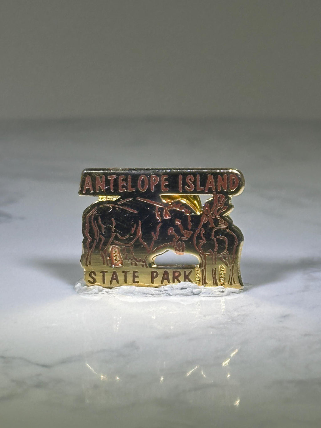 Antelope Island State Park Pin: Gold-Tone Enamel - Nature Travel Accessory