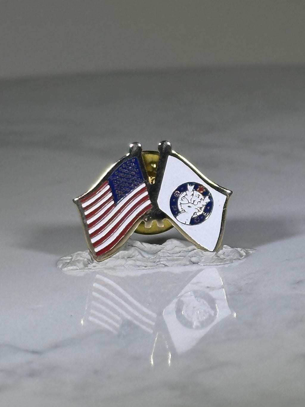 USA & Elks Fraternity Flag Pin: Gold-Tone Enamel - Patriotic Souvenir Accessory