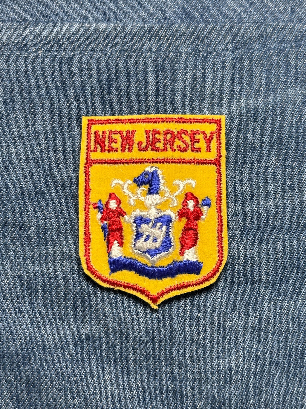New Jersey Sew-On Patch: Yellow Shield - Vintage State Souvenir