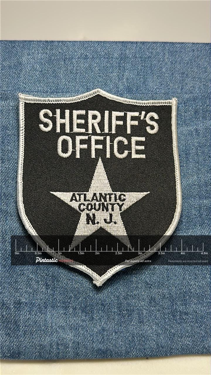 Atlantic County Sheriff Collectable Sew-On Patch: Black & White Colored - Law Enforcement Accessory with ruler overlay for si