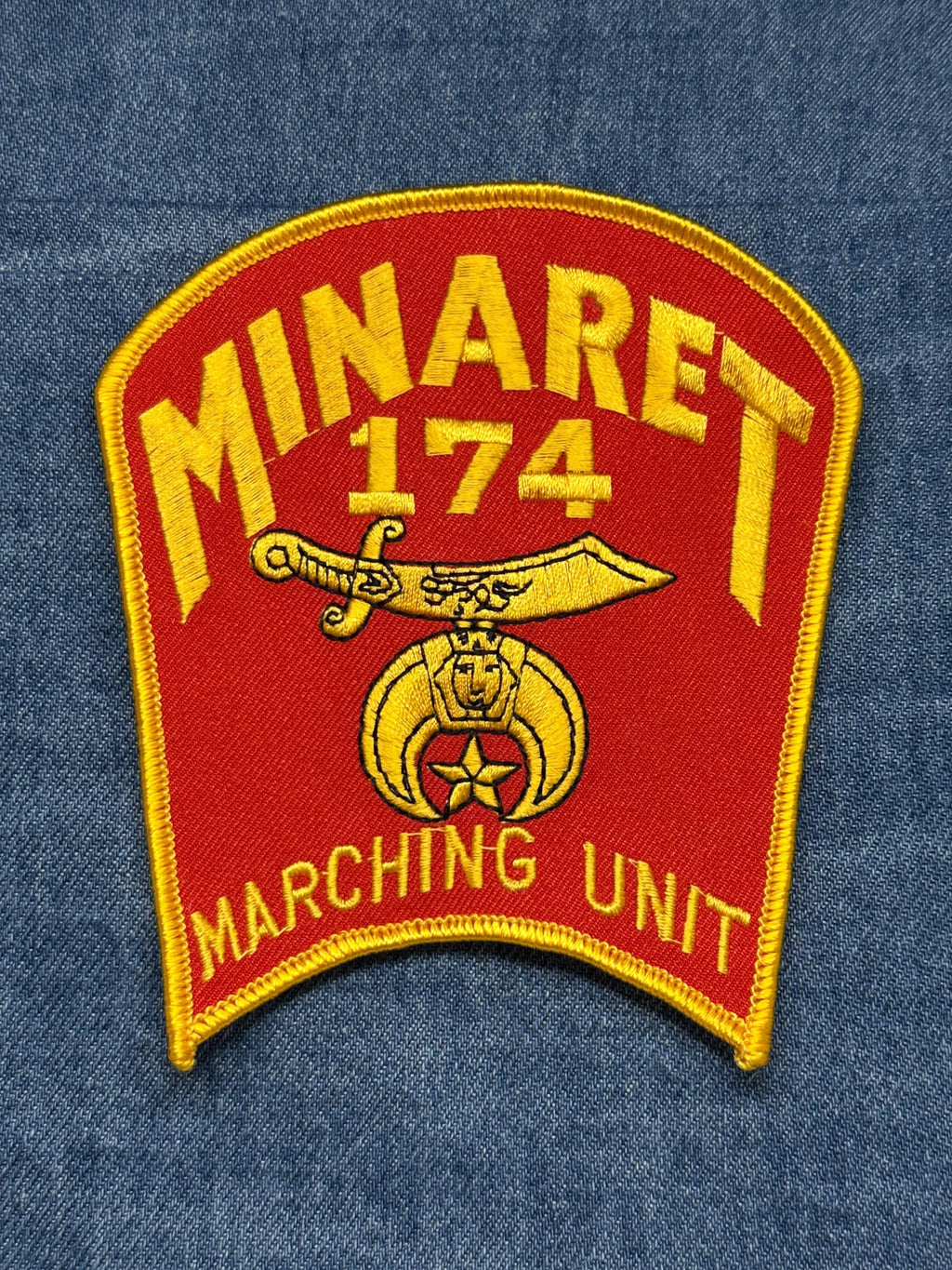 Minaret 174 Marching Unit Collectable Patch: Sew-On Red Gold - Fraternal Accessory