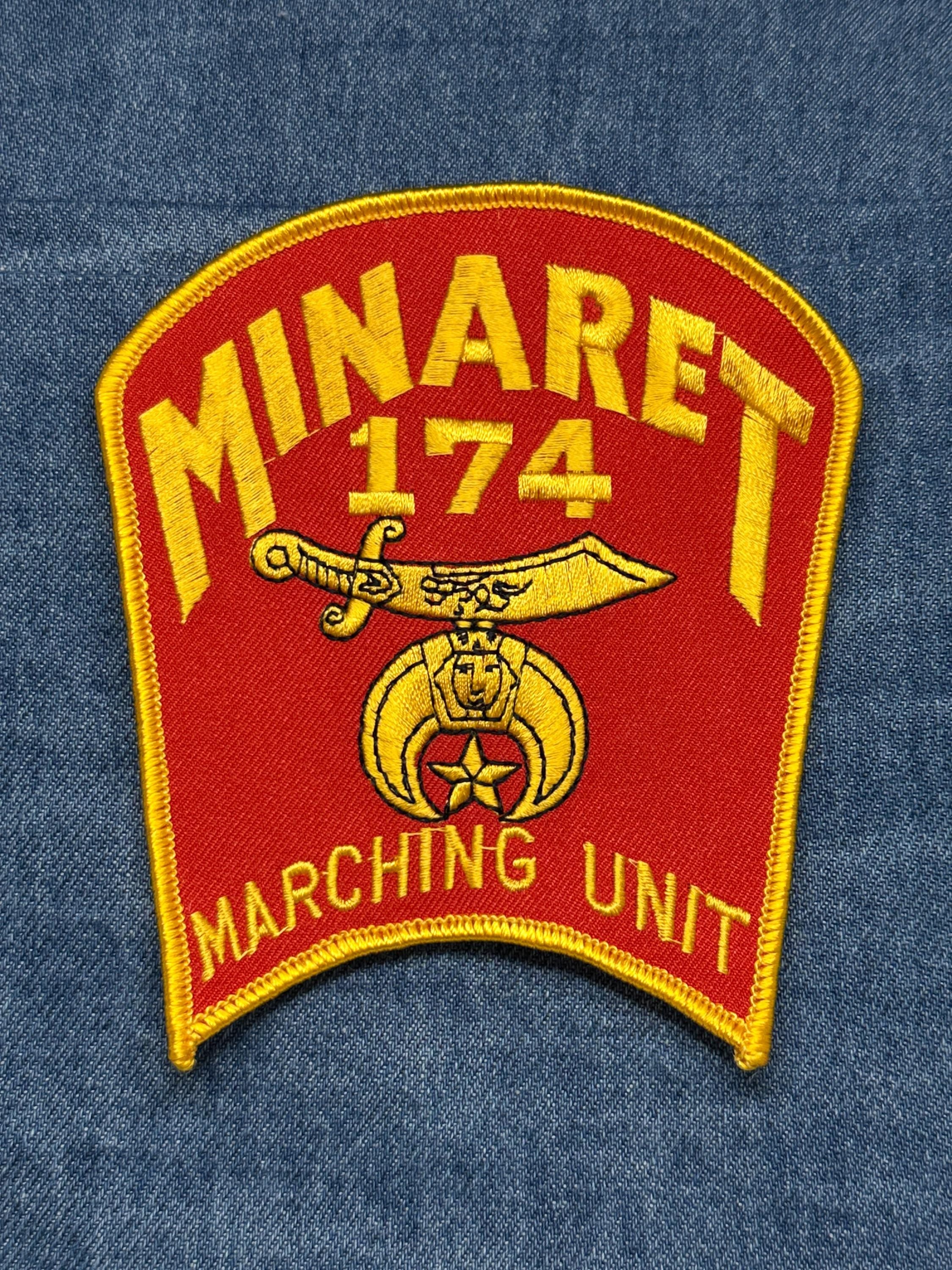 Minaret 174 Marching Unit Collectable Patch: Sew-On Red Gold - Fraternal Accessory