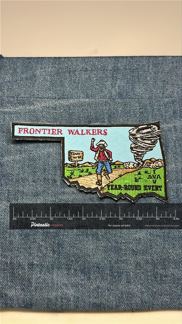 Frontier Walkers Collectable Patch: Sew-On Multicolor - Hiking Event Accessory with ruler overlay for size reference