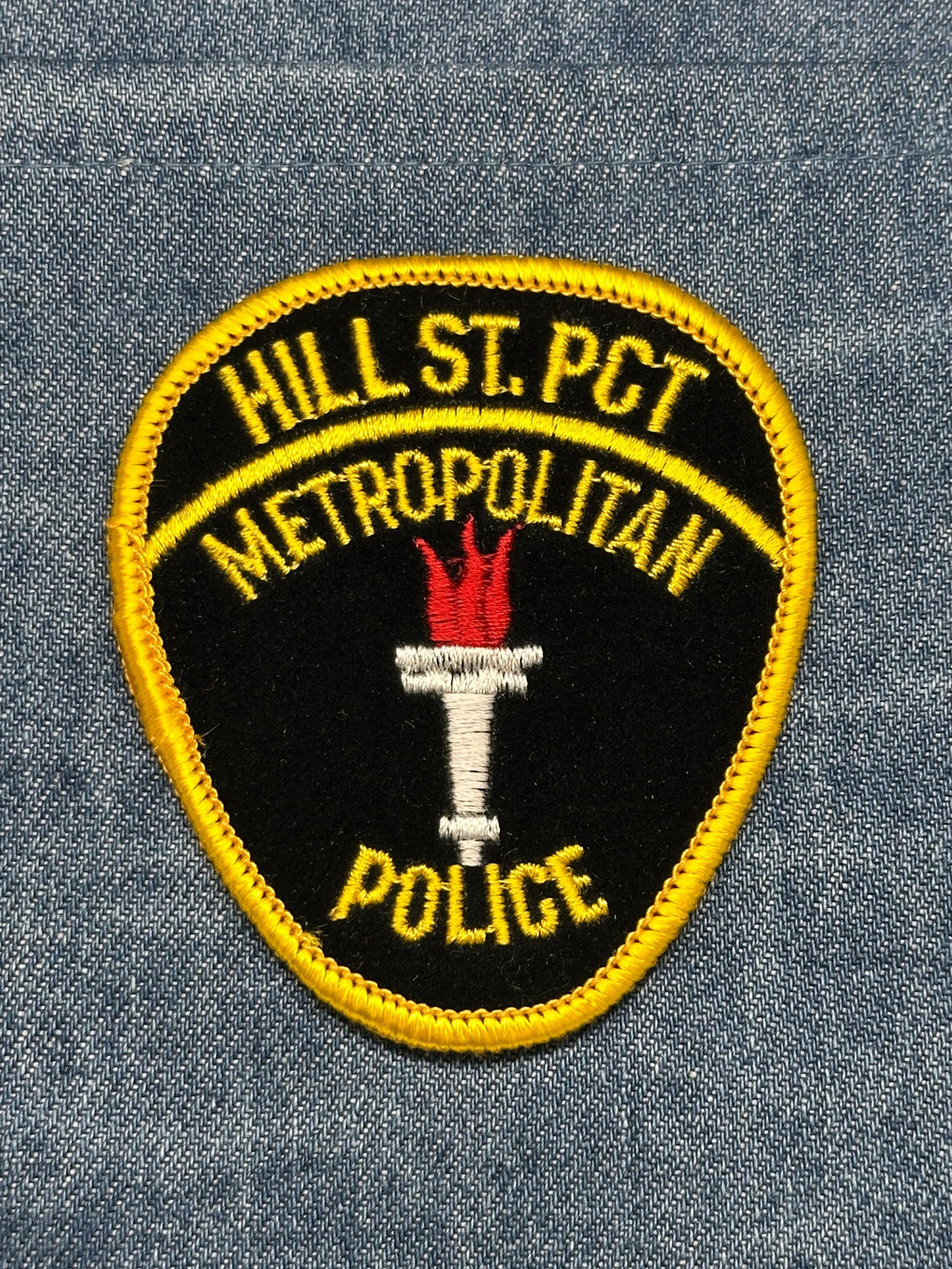 Hill St. Pct Police Collectable Patch: Iron-On Black/Yellow - TV Era Accessory