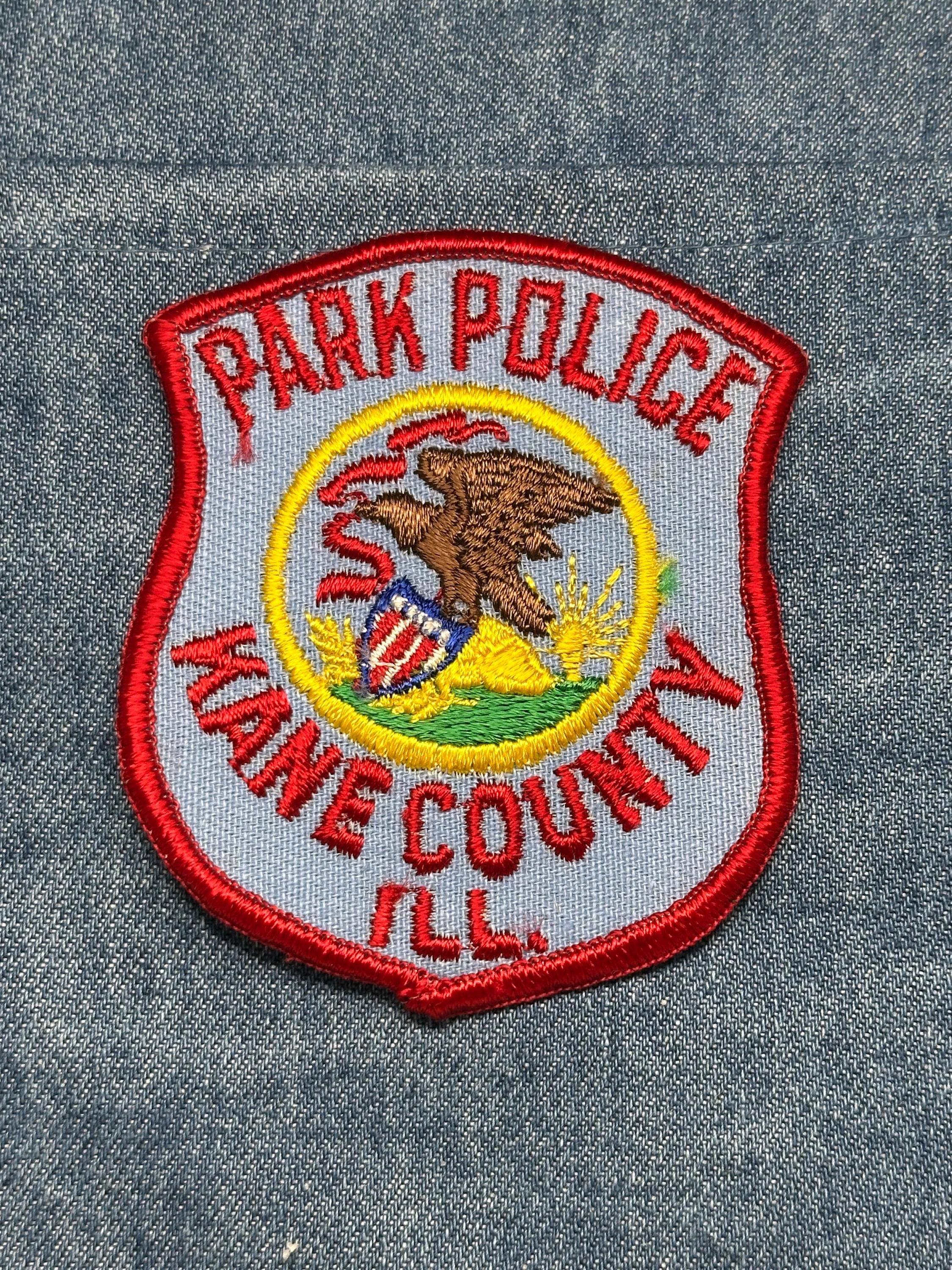 Park Police Kane County Patch: Iron-On Red Border - Vintage Law Accessory