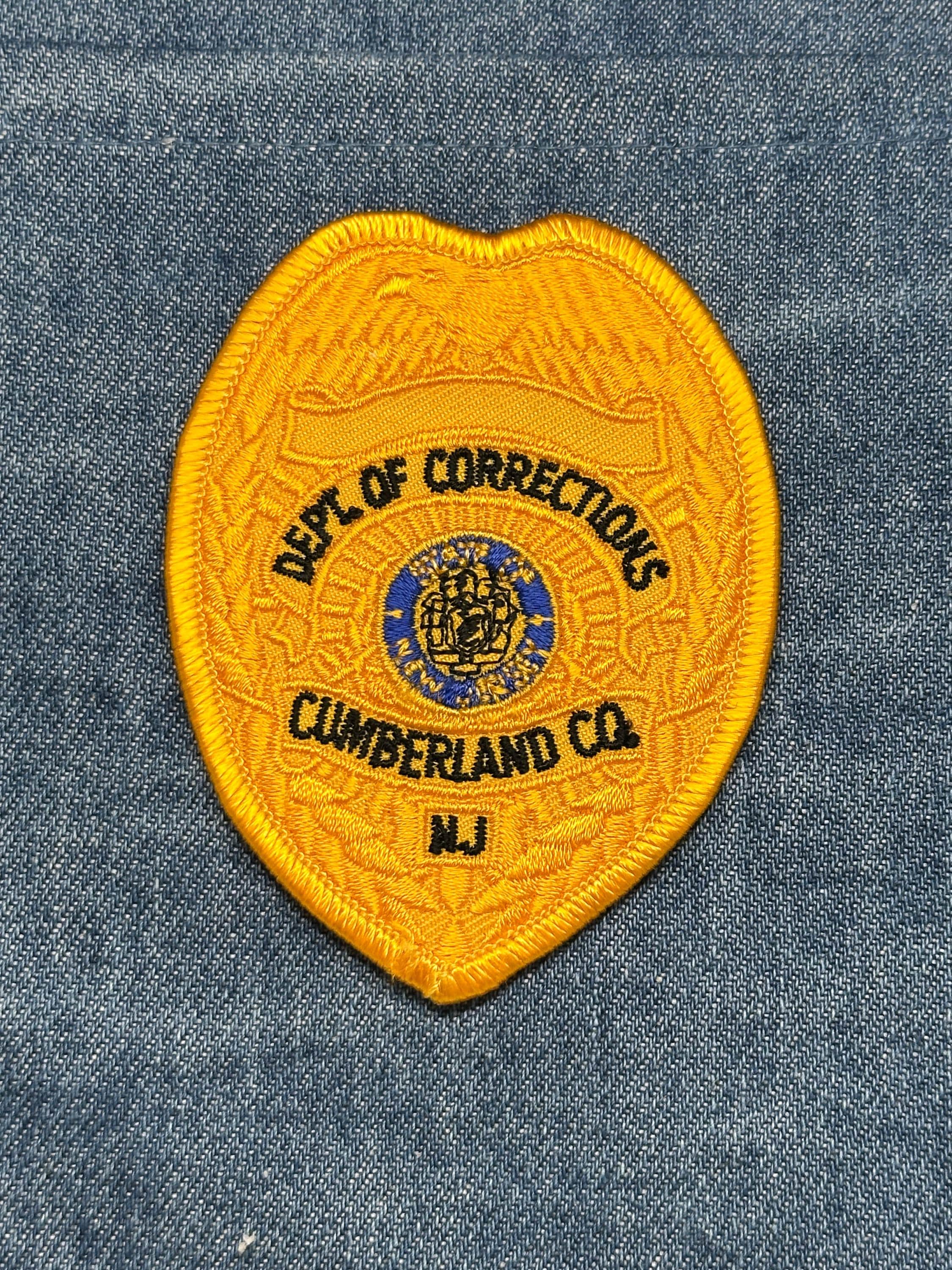 Dept of Corrections Cumberland NJ Patch: Iron-On Yellow Shield - Law Enforcement Accessory
