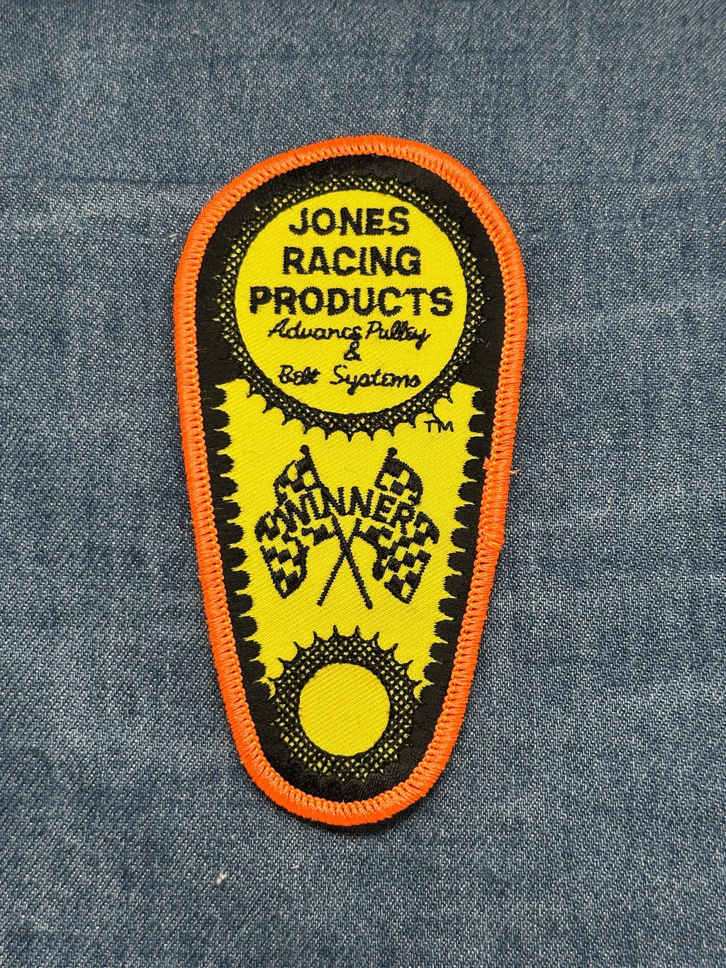 Jones Racing Products Patch: Sew-On Yellow/Black - Motorsports Accessory