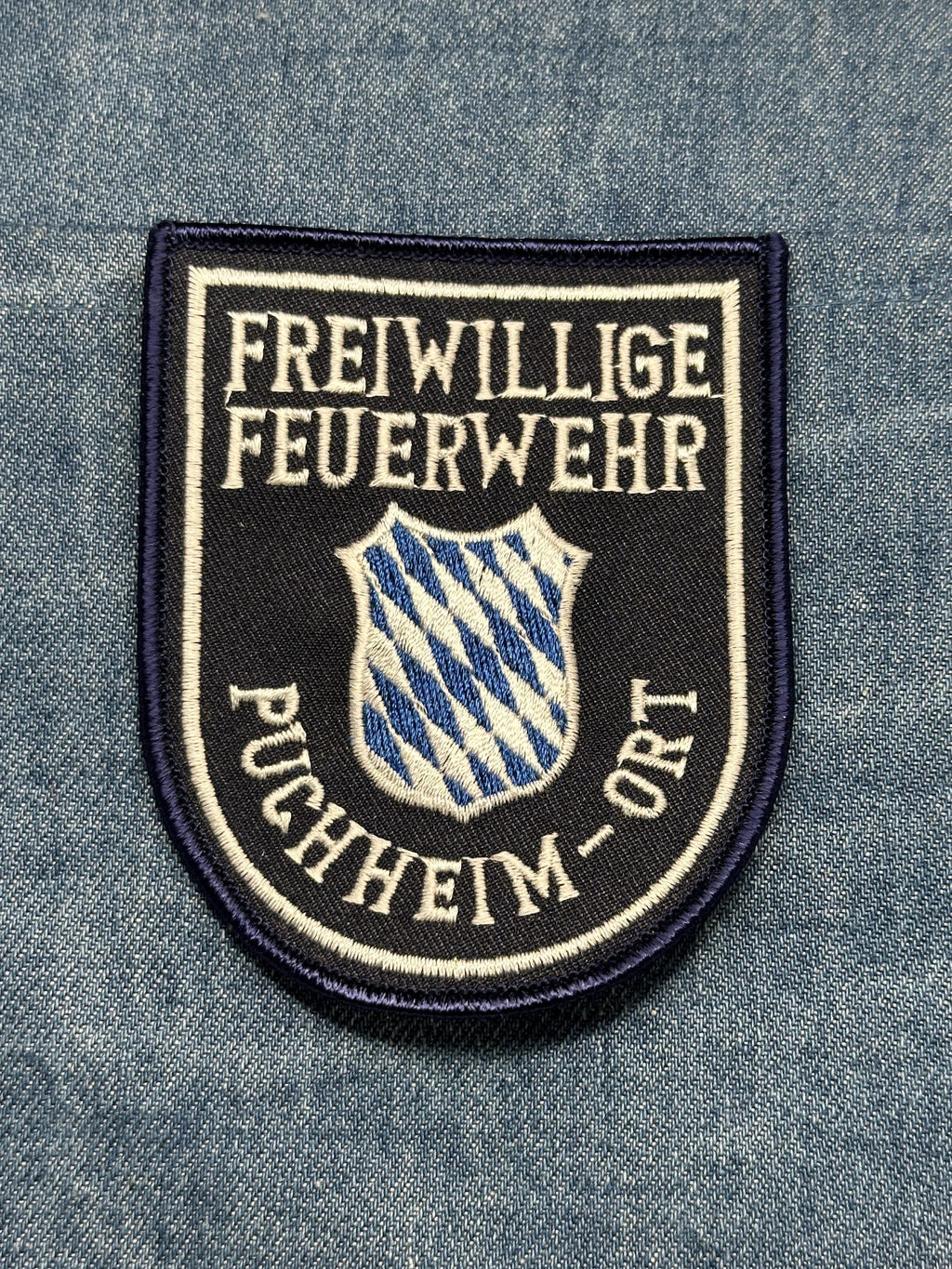 German Puchheim-Ort Fire Service Collectable Patch: Sew-On Navy Crest - Vintage Accessory