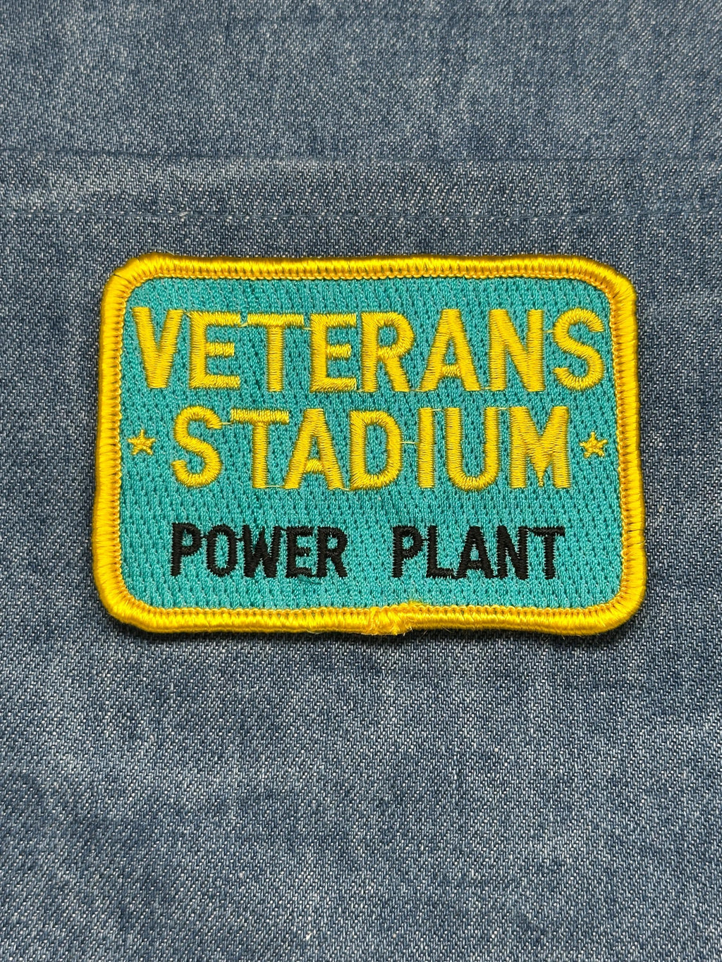Veterans Stadium Collectable Patch: Sew-On Teal/Yellow - Retro Accessory