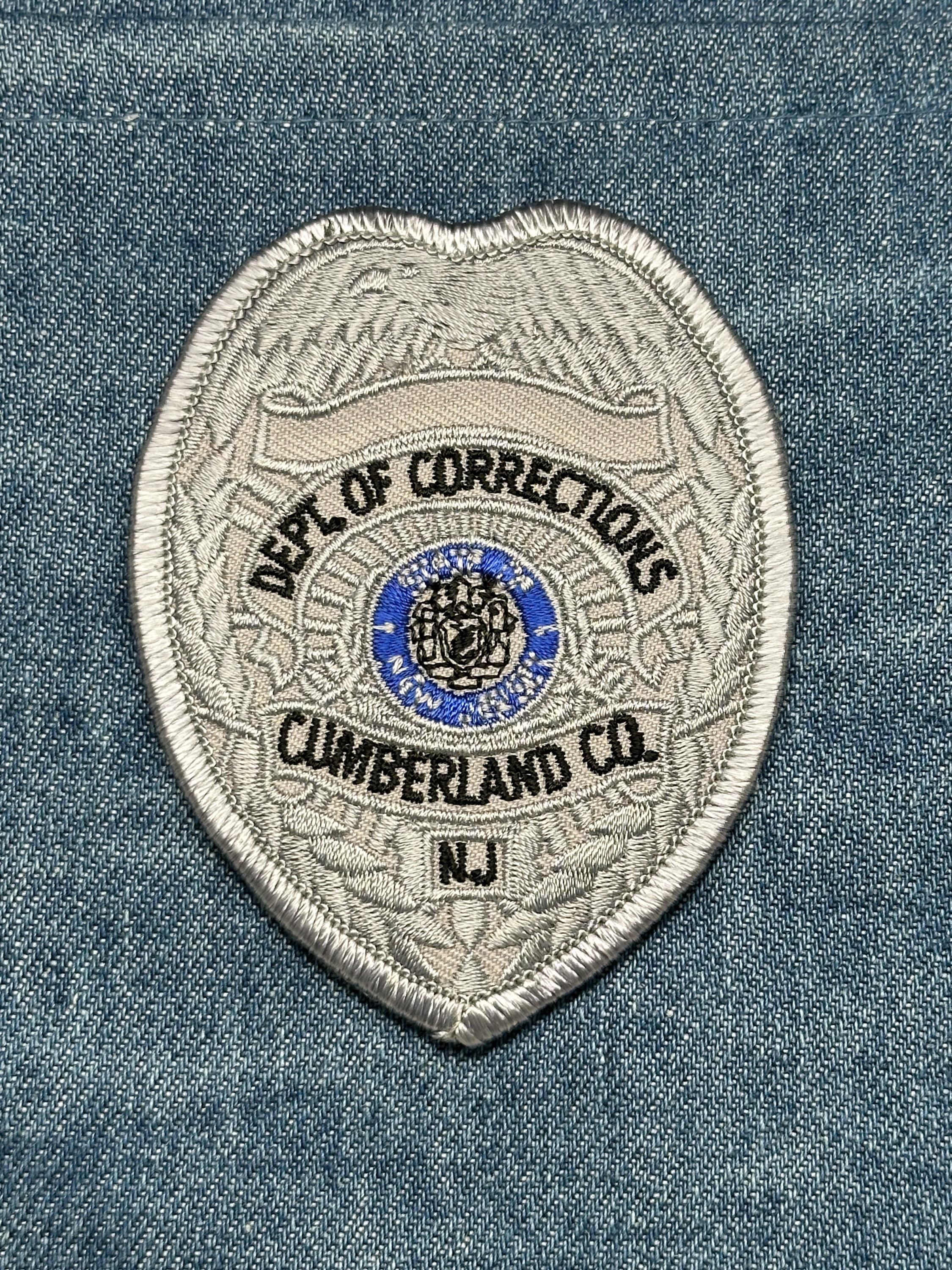 Cumberland Co. Dept of Corrections Collectable Patch: Iron-On Silver Shield - Government Accessory