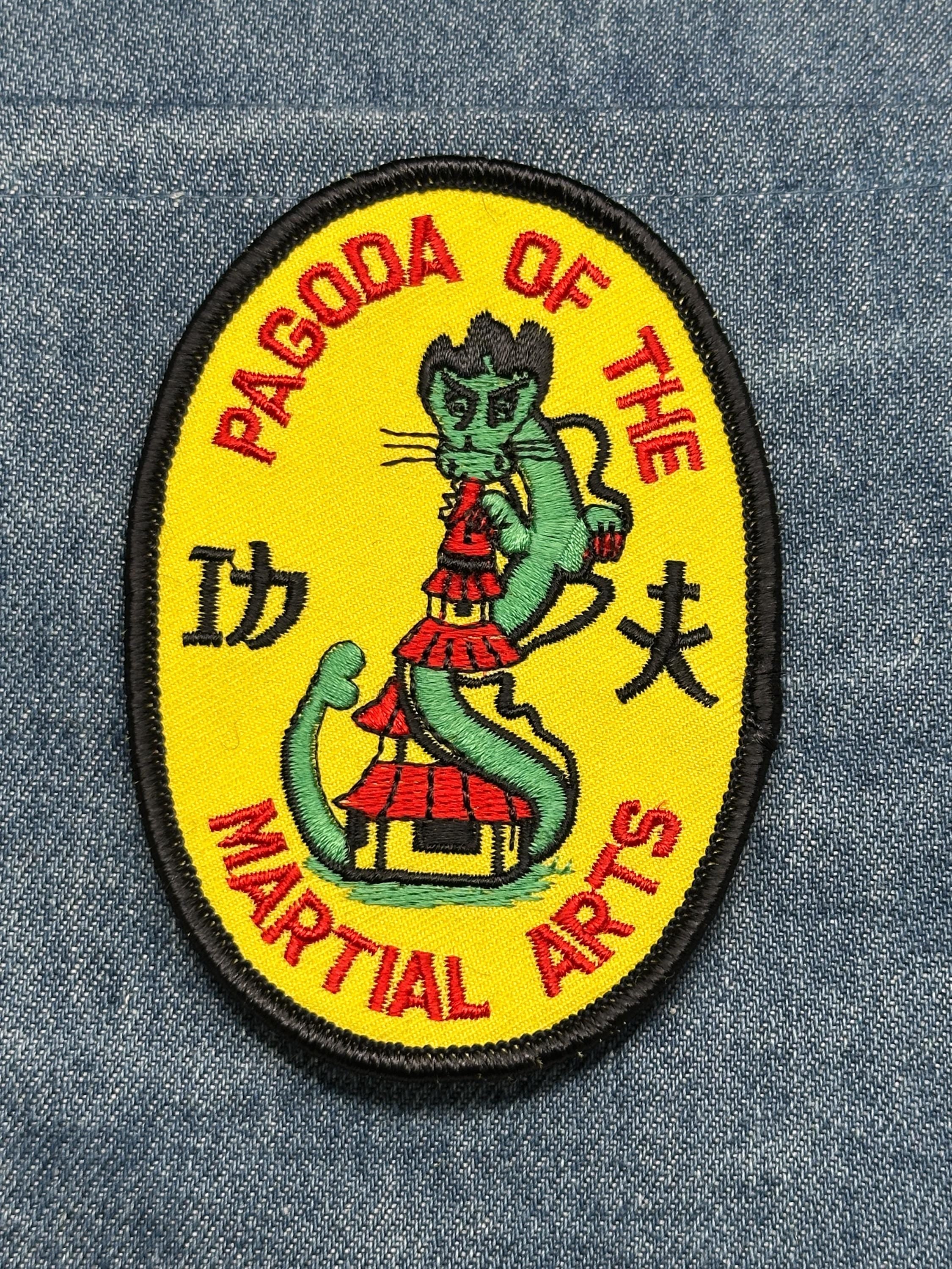 Pagoda of the Martial Arts Patch: Sew-On Bold Yellow - Dojo Theme Accessory