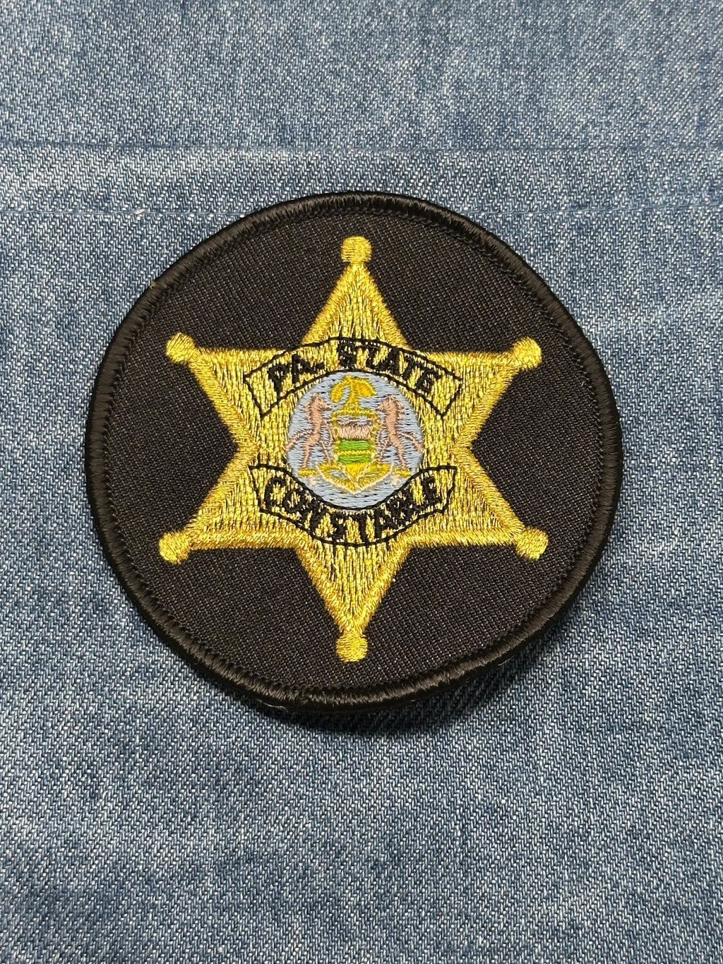 PA State Sheriff Collectable Patch: Sew-On Black & Gold - Law Enforcement Accessory