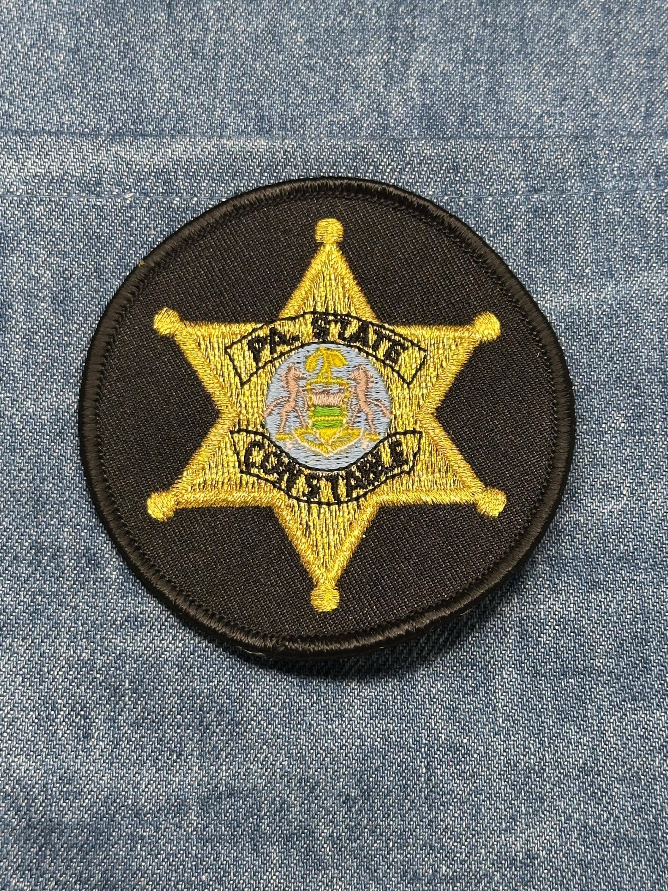PA State Sheriff Collectable Patch: Sew-On Black & Gold - Law Enforcement Accessory
