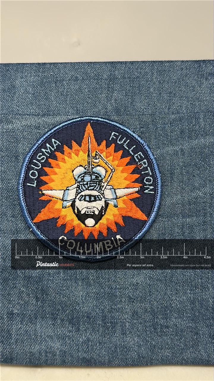 NASA STS-3 Columbia Shuttle Collectable Patch: Iron-On Bold Color - NASA Era Accessory with ruler overlay for size reference