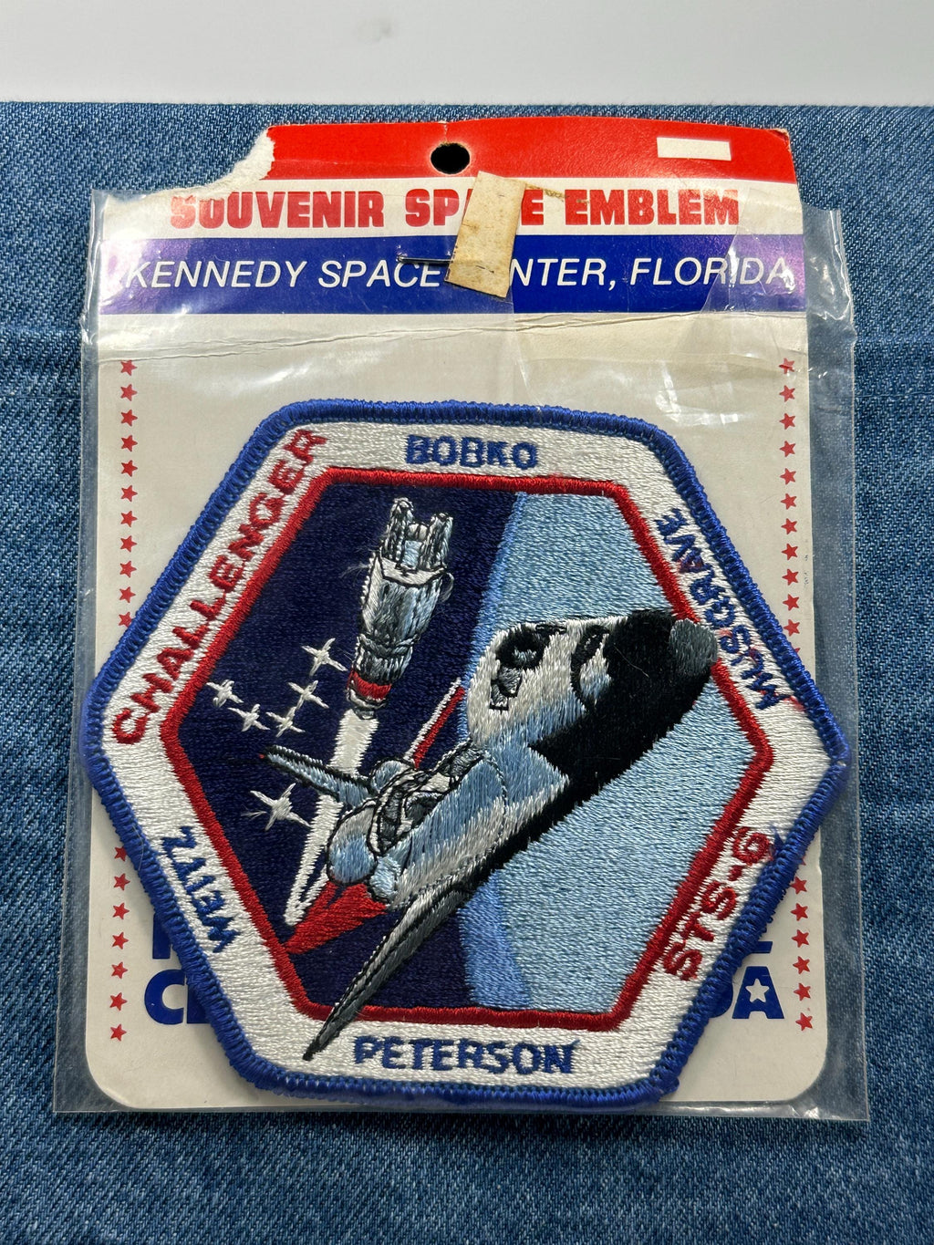 Challenger STS-6 Collectable Patch: Sew-On Multicolor Hexagon - 1980s Space Accessory