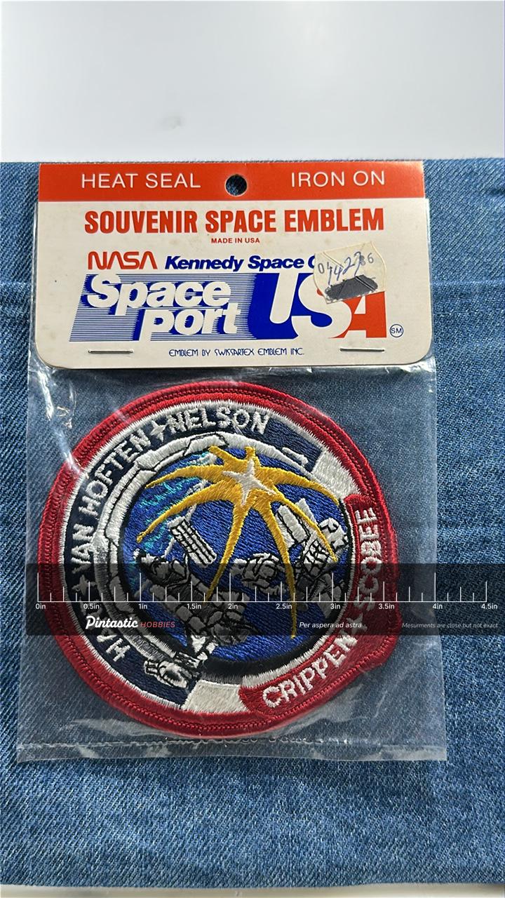 NASA Challenger STS-41C Mission Collectable Patch: Iron-On Multicolor - Vintage Accessory with ruler overlay for size referen