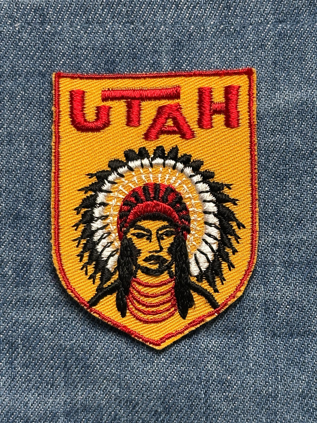 Utah Collectable Patch: Sew-On Red Yellow Shield - Vintage Travel Accessory
