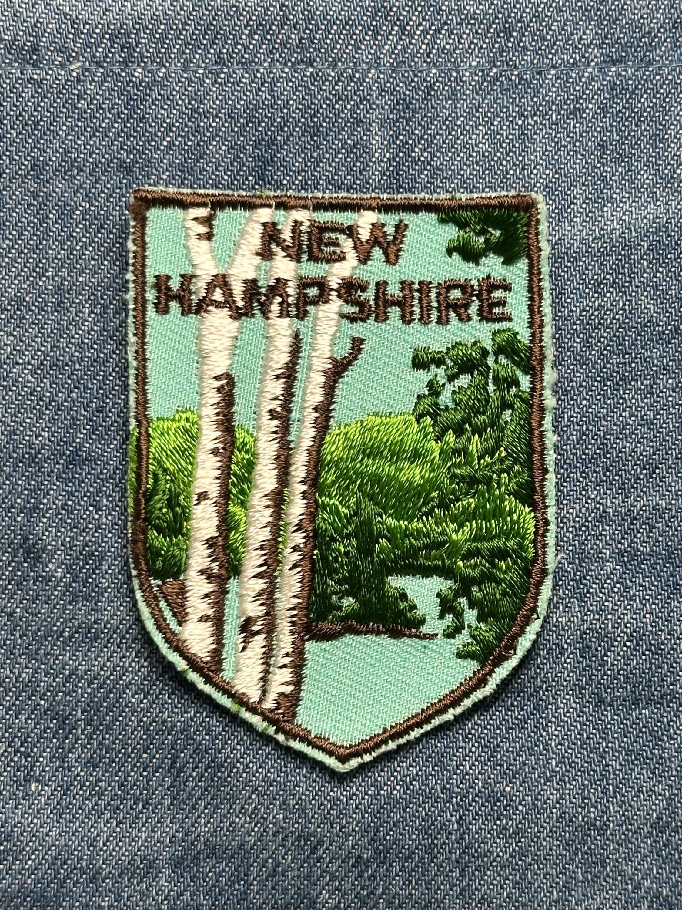 New Hampshire Collectable Patch: Sew-On Green Shield - Nature Scene Accessory