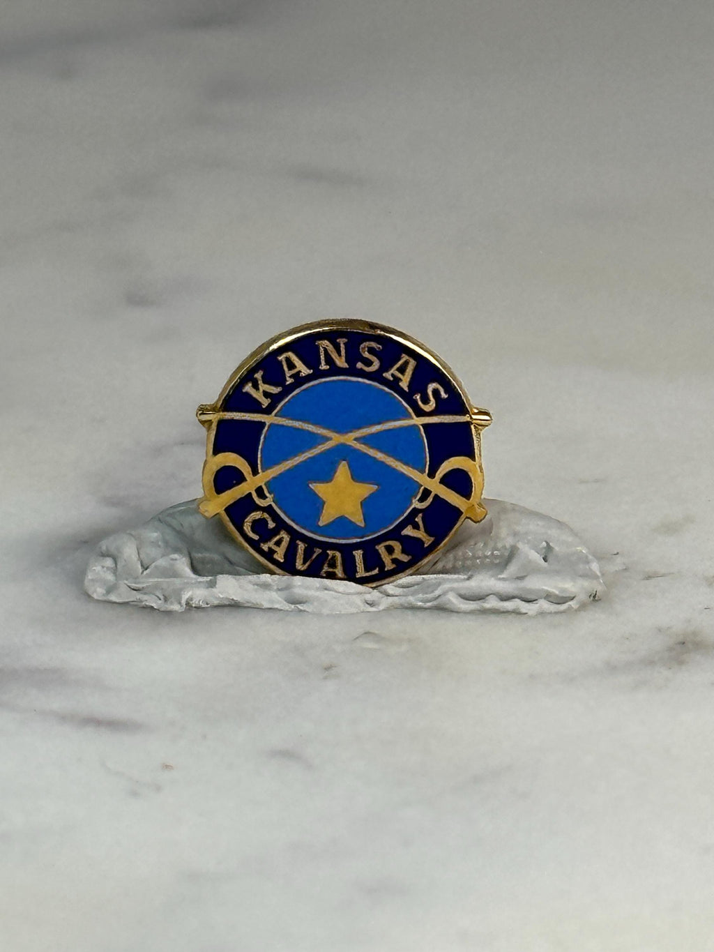 Kansas Cavalry Lapel Pin: Blue & Gold Enamel - Military Collectible Accessory