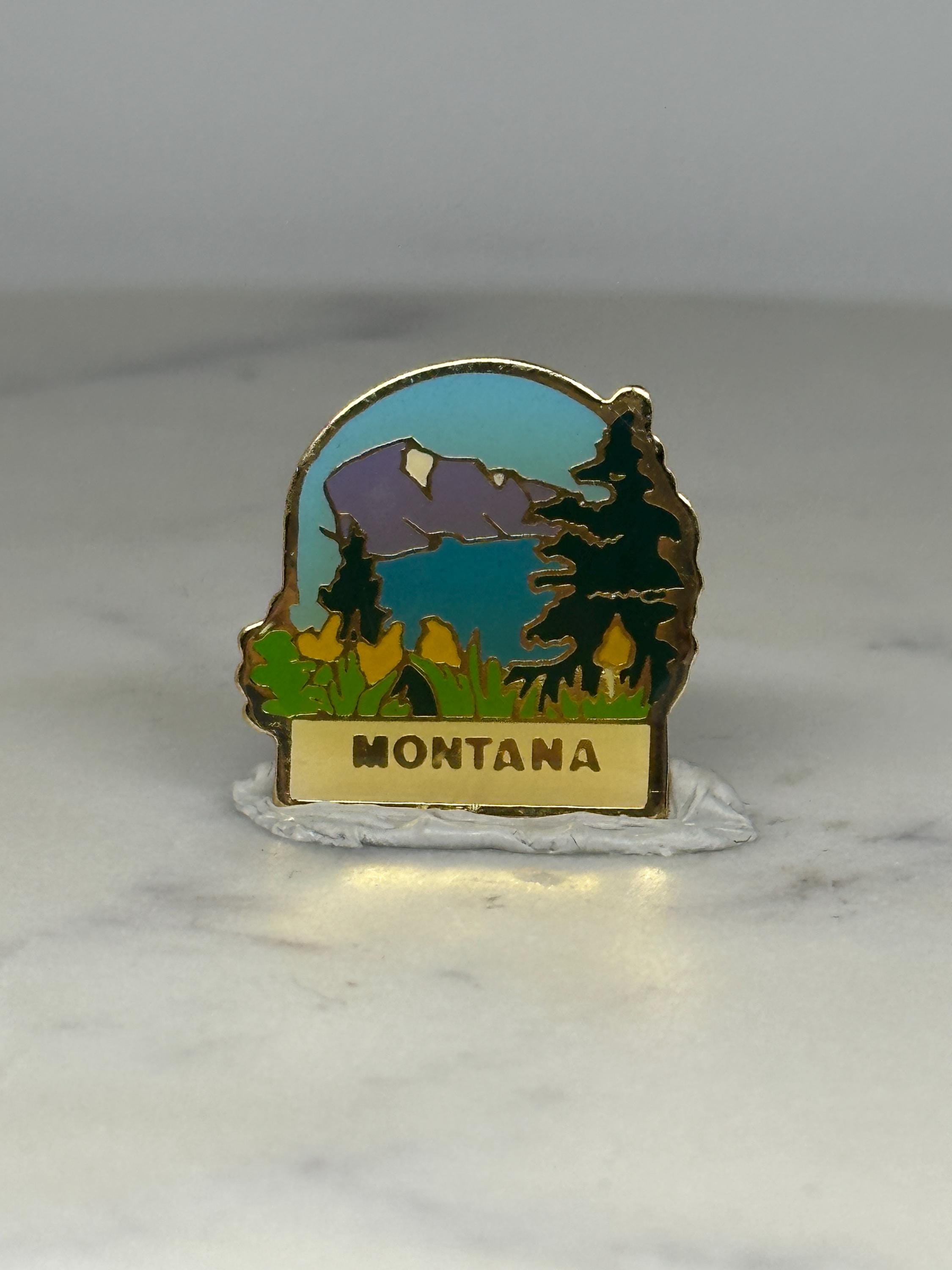 Montana Souvenir Pin: Scenic Nature Enamel - Vintage Travel Accessory