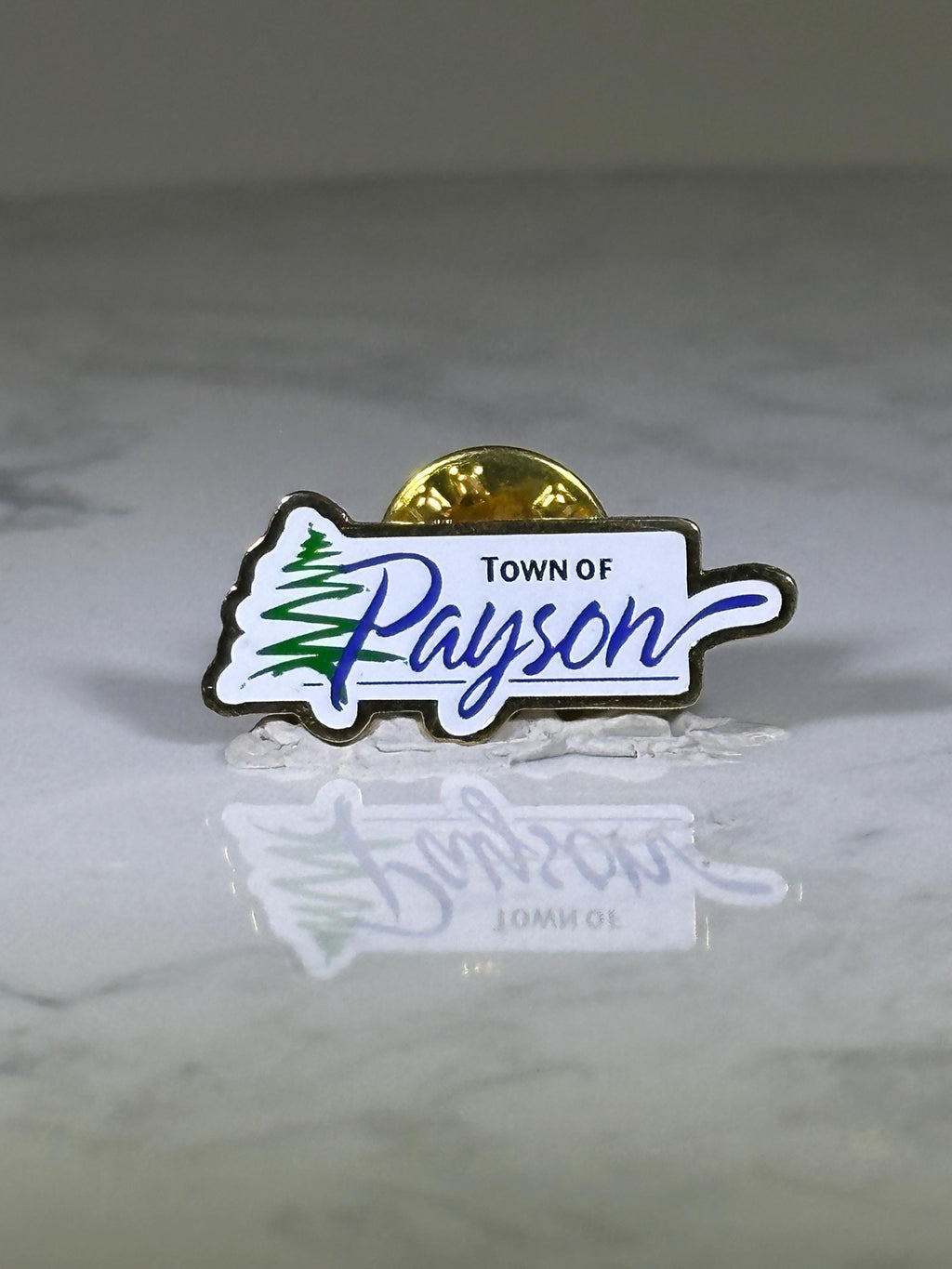 Town of payson lapel pin: enamel gold-tone - souvenir travel accessory