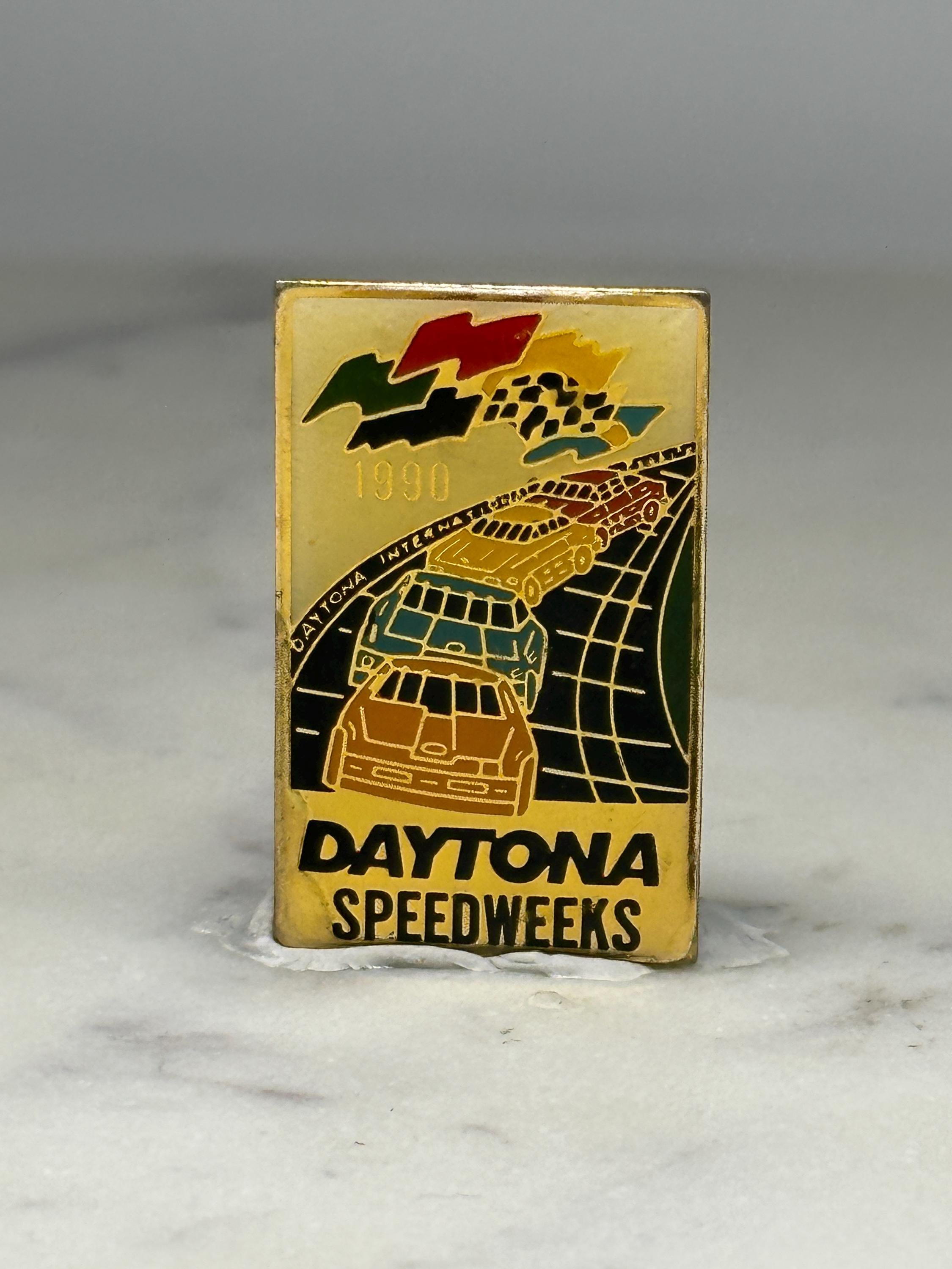 Daytona Speedweeks Racing Pin: Gold Enamel Finish - 1990 Collectible Accessory