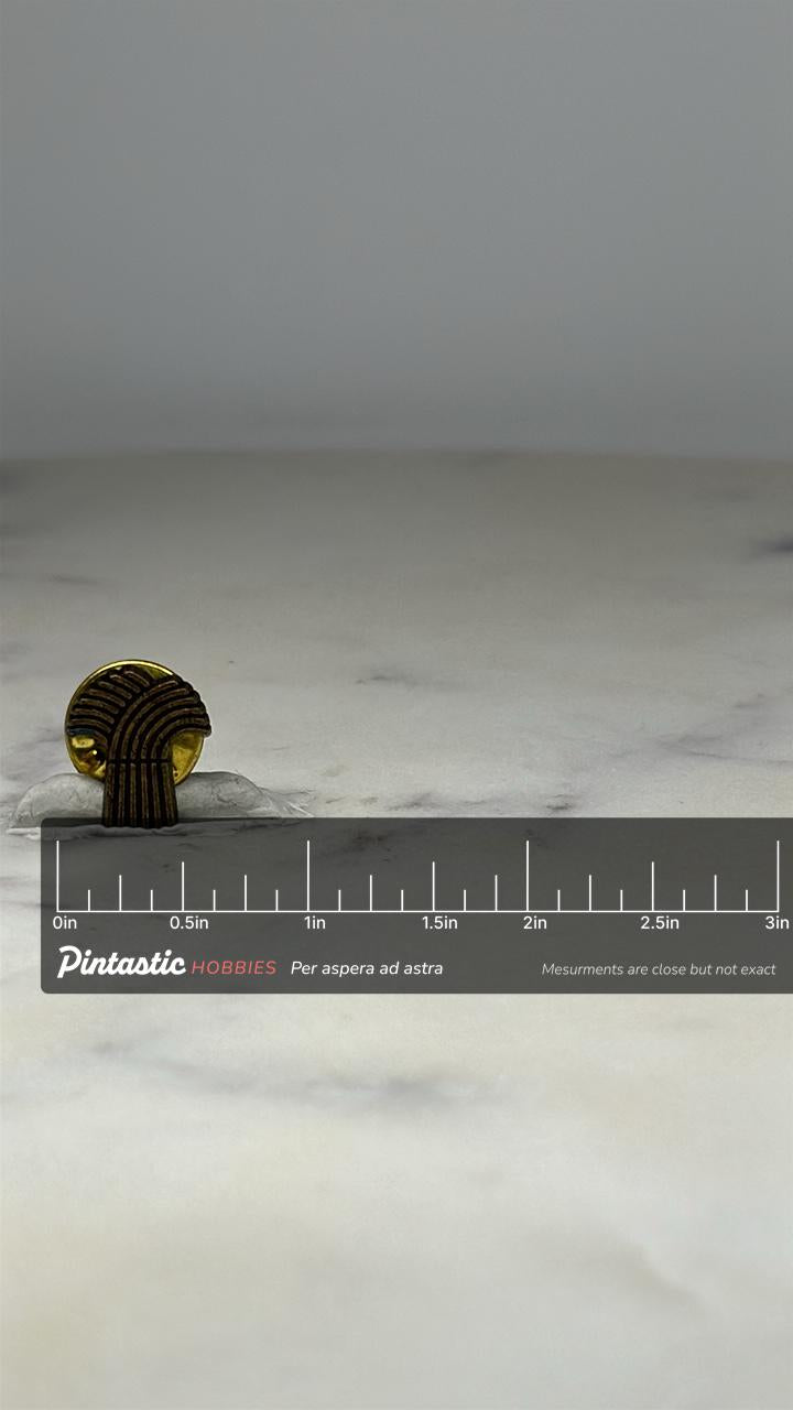 Wheat Sheaf Lapel Pin: Brass Finish - Vintage Agriculture Accessory with ruler overlay for size reference