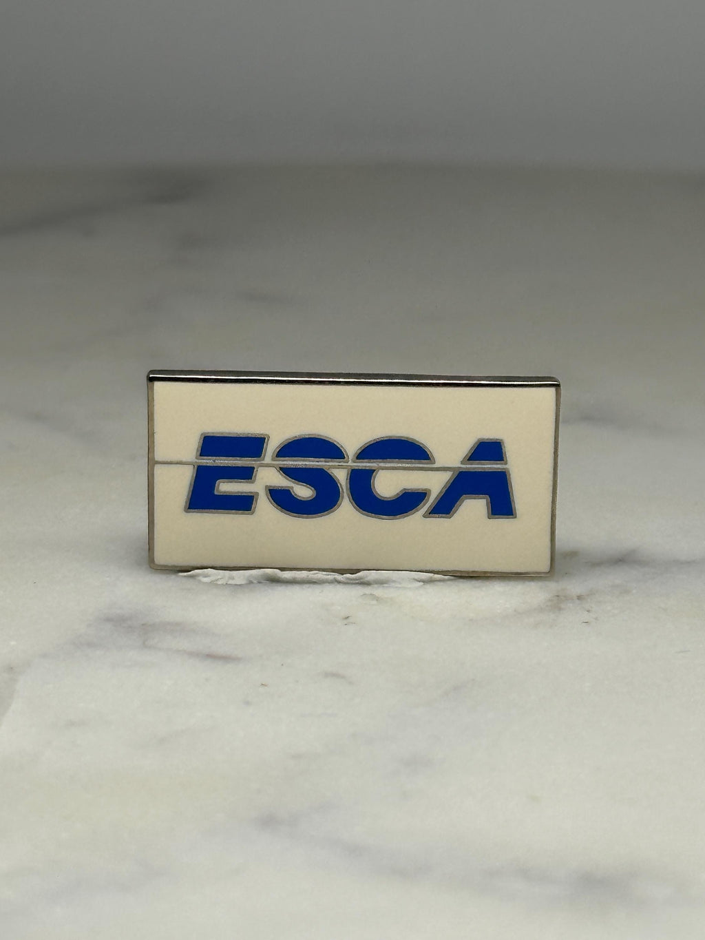 ESCA Logo Pin: Blue Enamel on White - Vintage Company Accessory