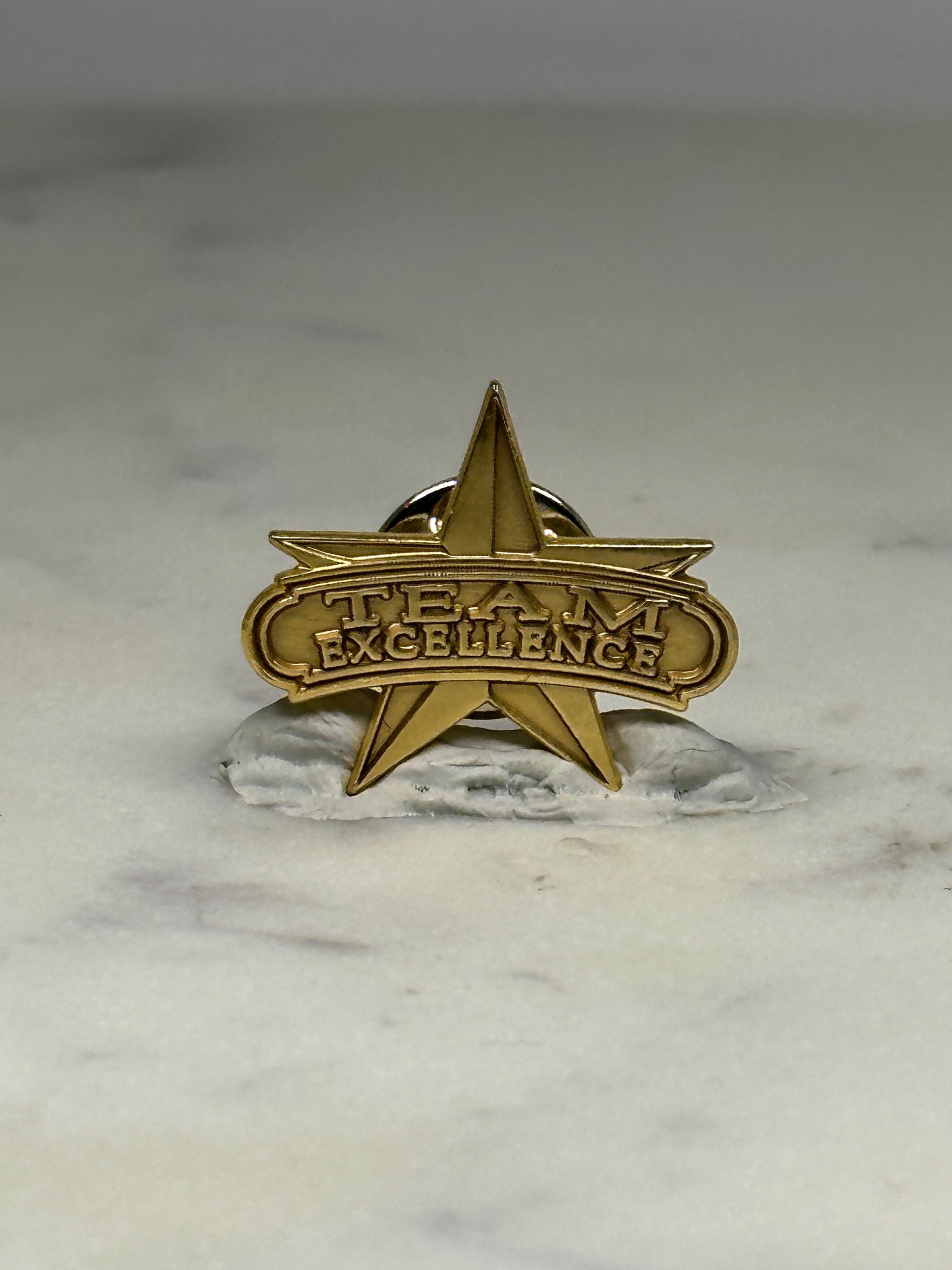 Team Excellence Pin: Gold Star Finish - Workplace Recognition Accessory