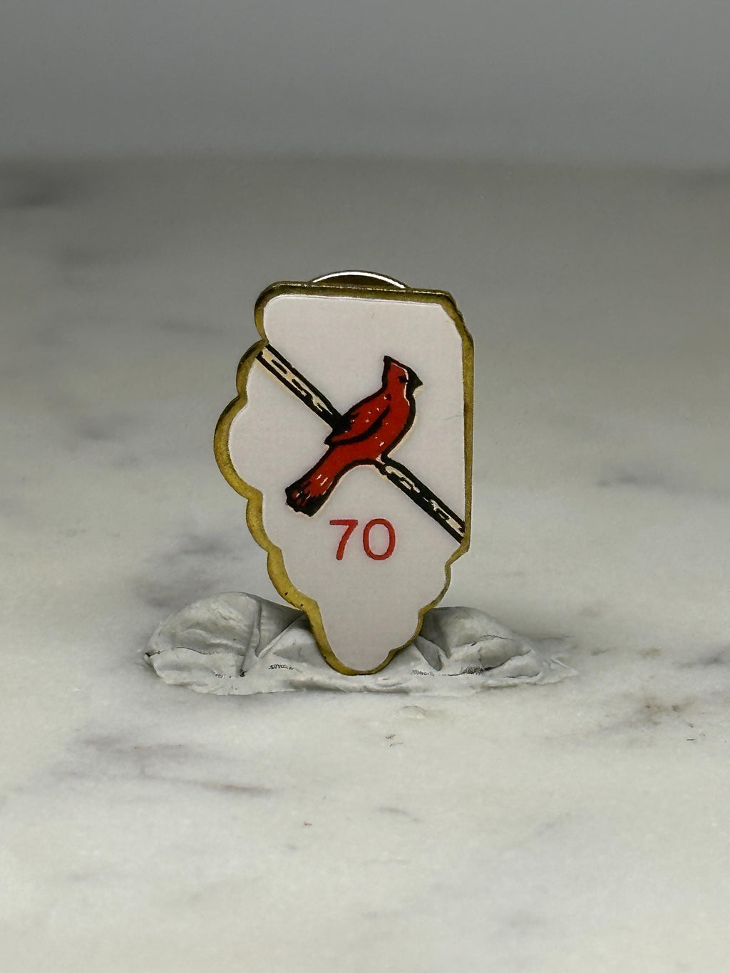 Illinois Cardinal Enamel Pin: Red & White Cloisonné - Vintage State Accessory