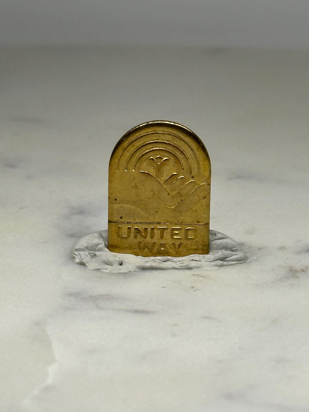 United Way Lapel Pin: Gold Tone Badge - Vintage Charity Accessory