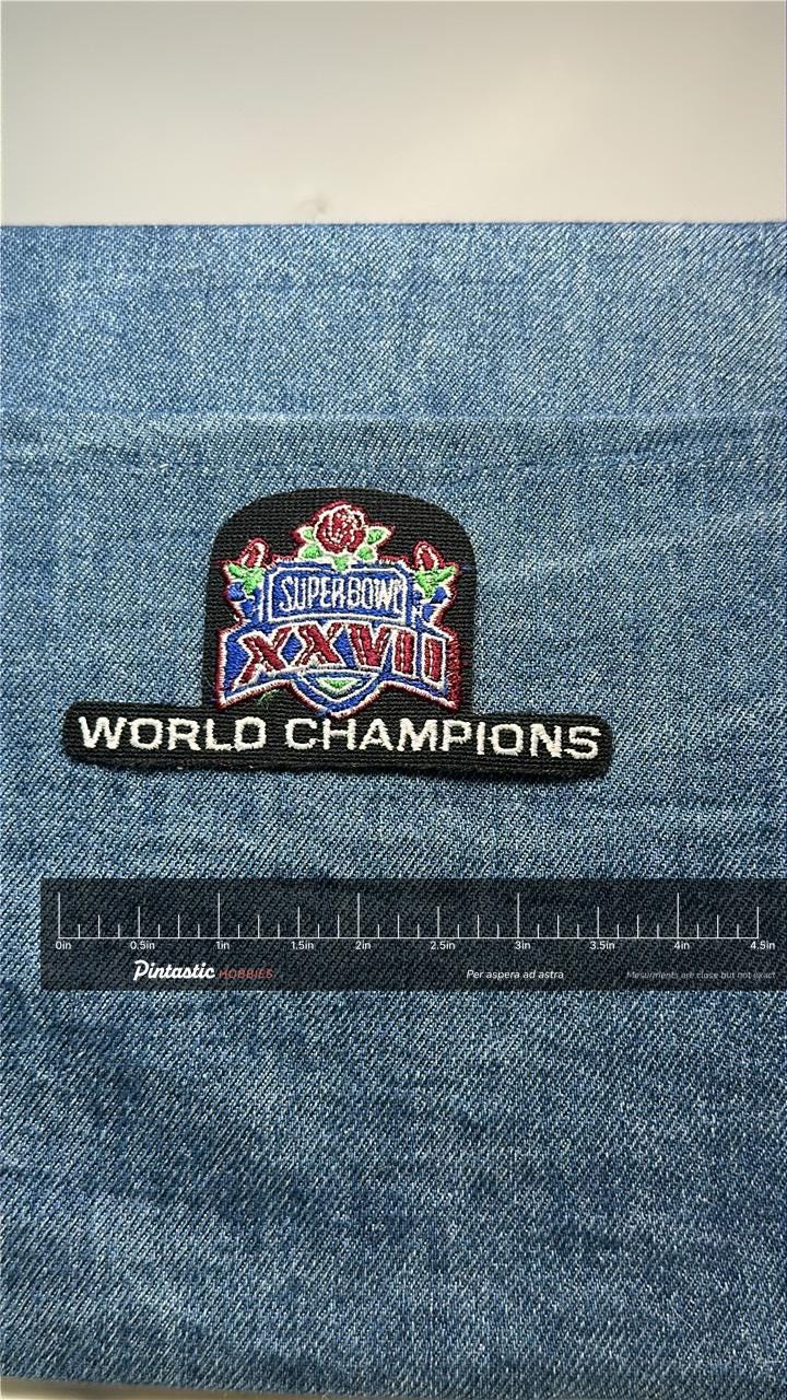 Super Bowl XXVII Collectable Patch: Iron-On Bold Color - Vintage Sports Accessory with ruler overlay for size reference
