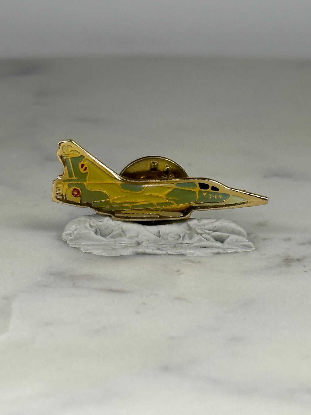 Vintage Delta Wing Fighter Jet Pin: Camouflage Enamel - Military Aviation Accessory