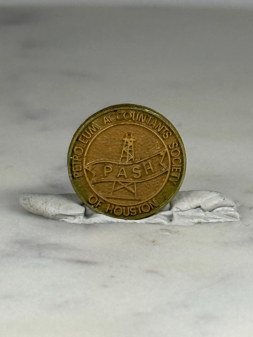 PASH Houston Lapel Pin: Bronze-Tone Circular - Vintage Career Accessory
